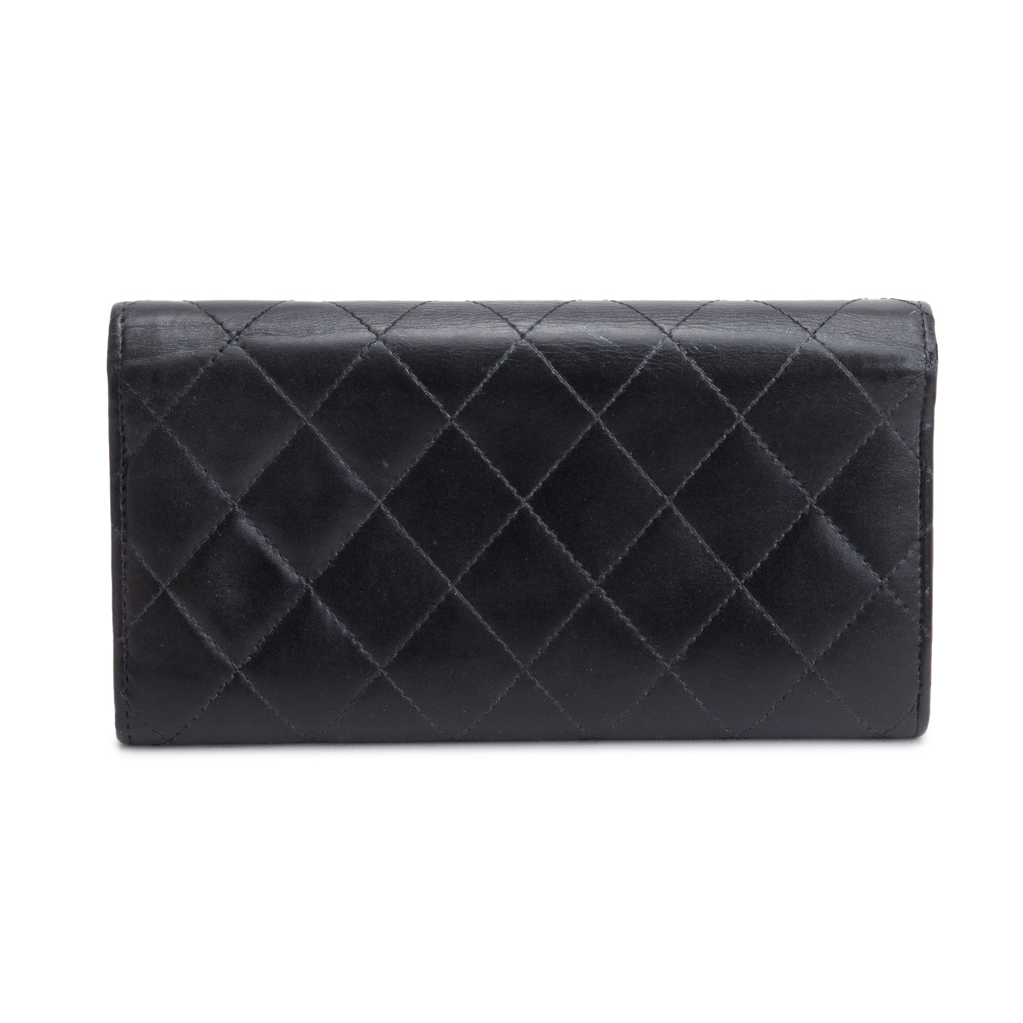 Chanel Black/Silver Calfskin Leather Ligne Cambon Continental Flap Wallet
