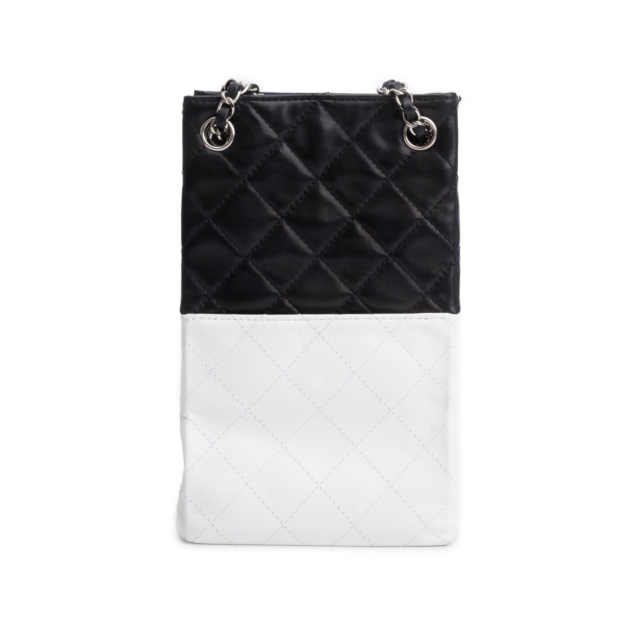 Chanel Black/White Quilted Calfskin Leather Bicolor Vertical Tote w/ Box