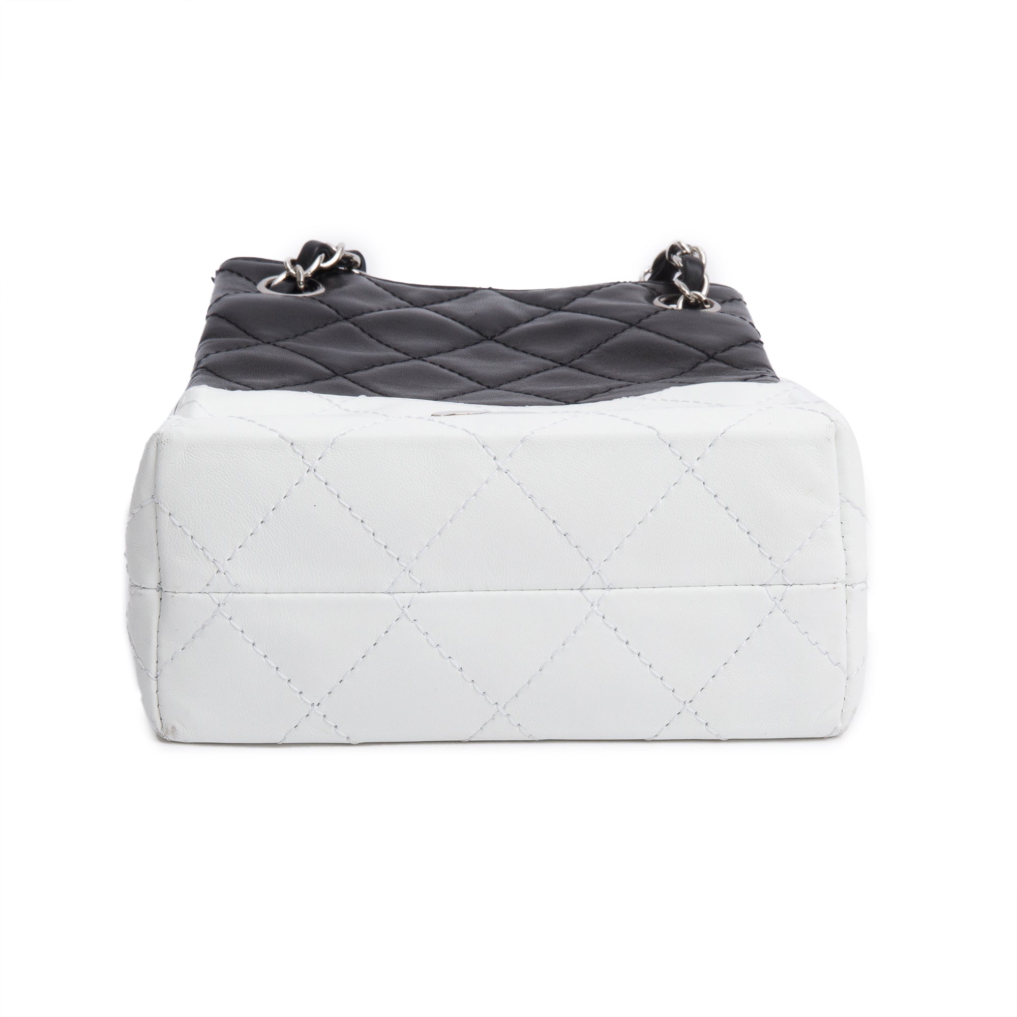 Chanel Black/White Quilted Calfskin Leather Bicolor Vertical Tote w/ Box