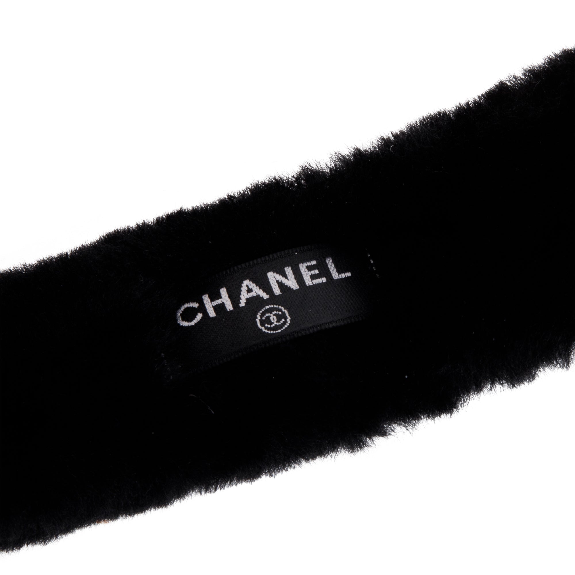 Chanel Black/White Shearling CC Earmuffs