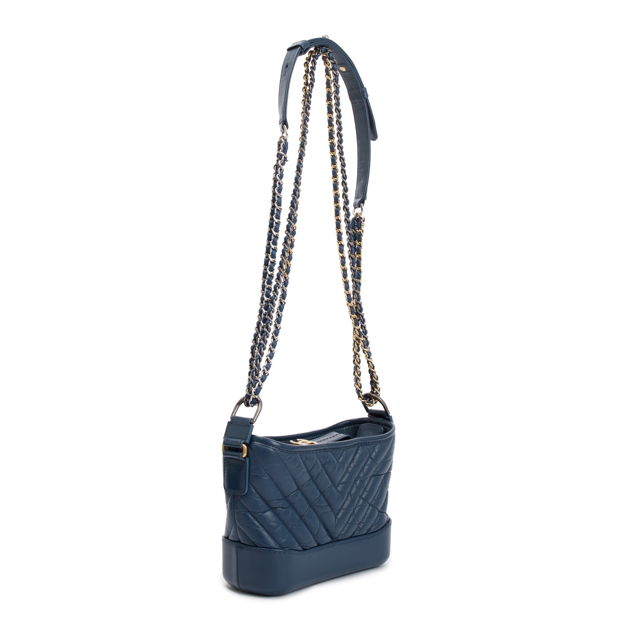 Chanel Blue Calfskin Leather Small Gabrielle Hobo w/ Box & Authenticity Card