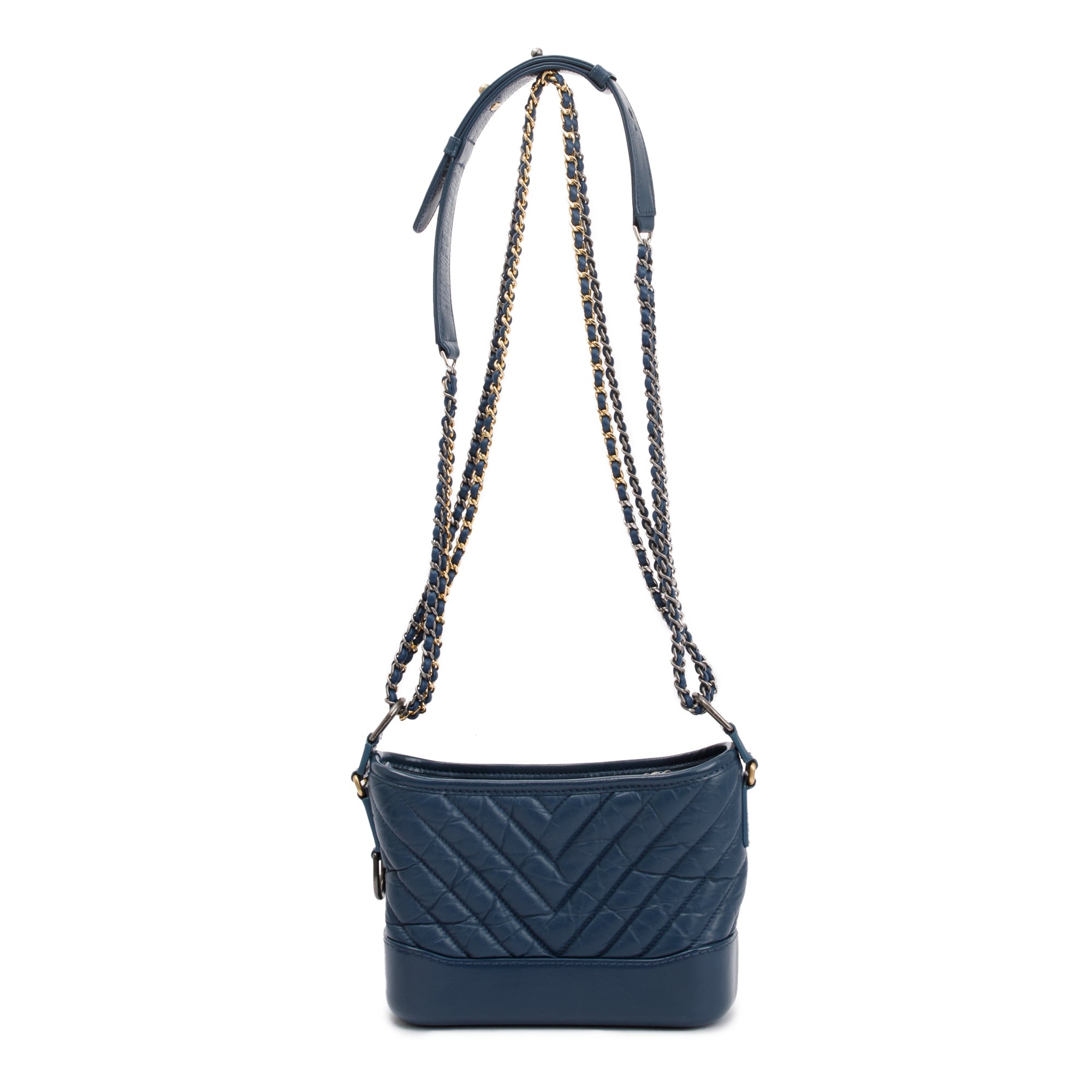 Chanel Blue Calfskin Leather Small Gabrielle Hobo w/ Box & Authenticity Card