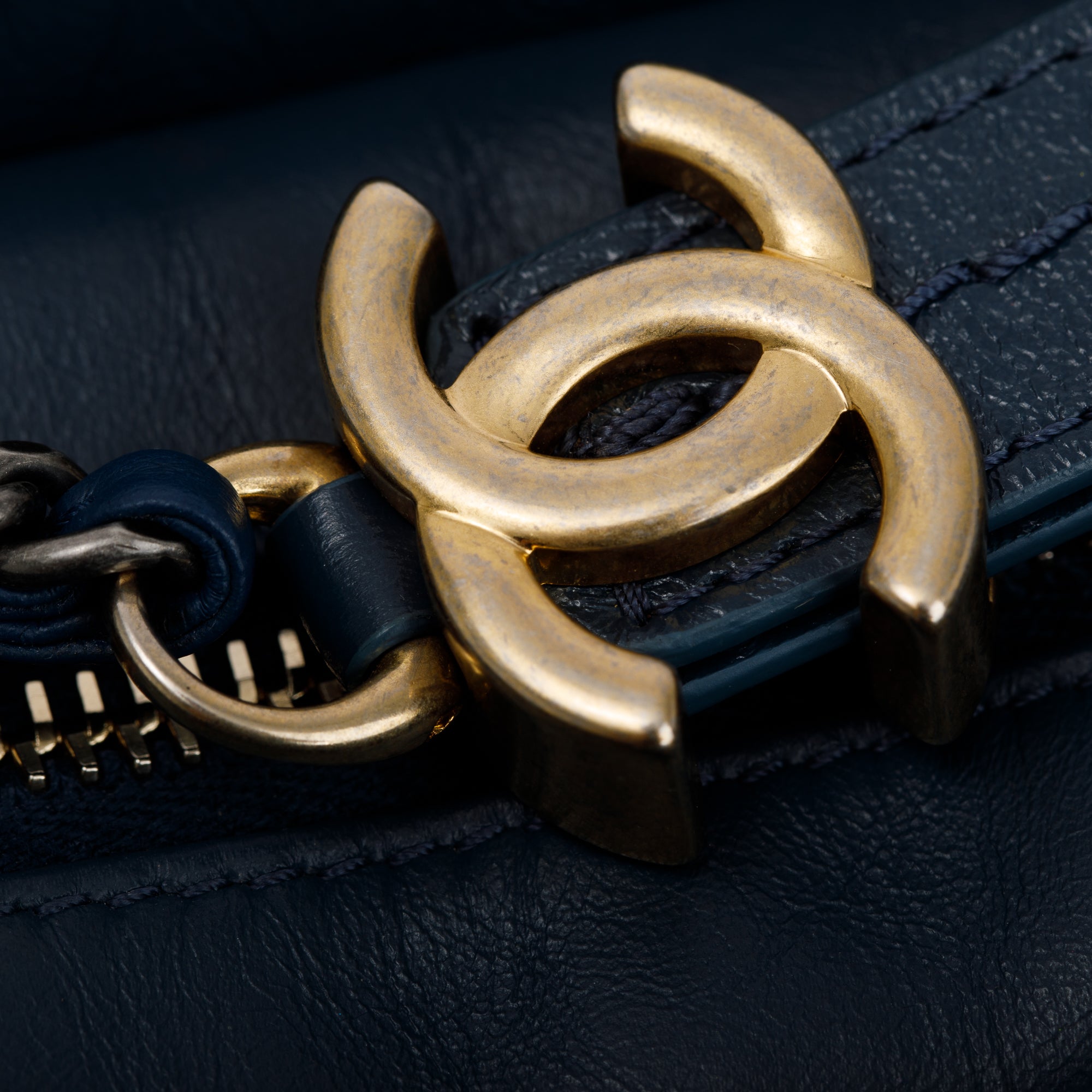 Chanel Blue Calfskin Leather Small Gabrielle Hobo w/ Box & Authenticity Card