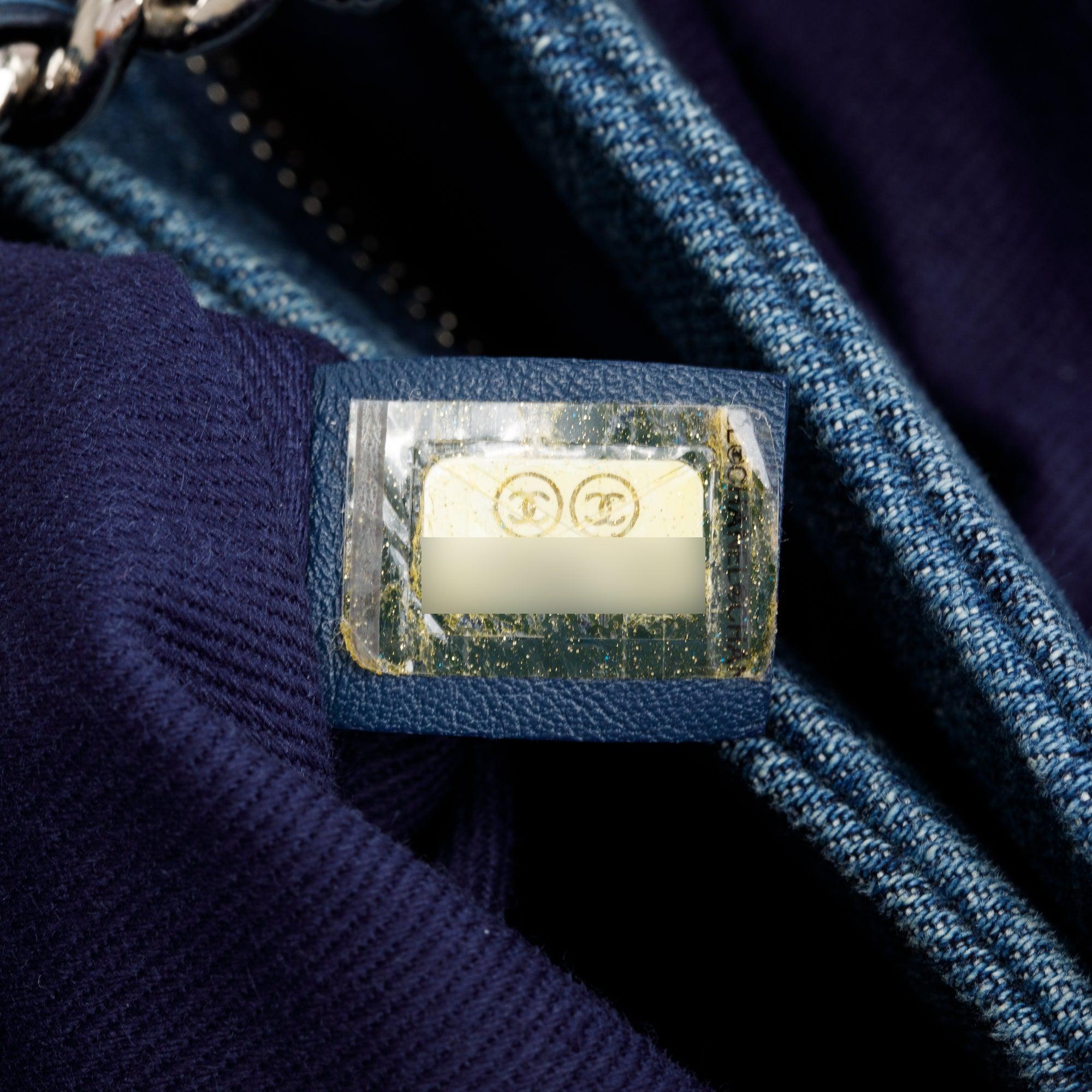 Chanel Blue Camellia Denim Just Mademoiselle Bowler Bag