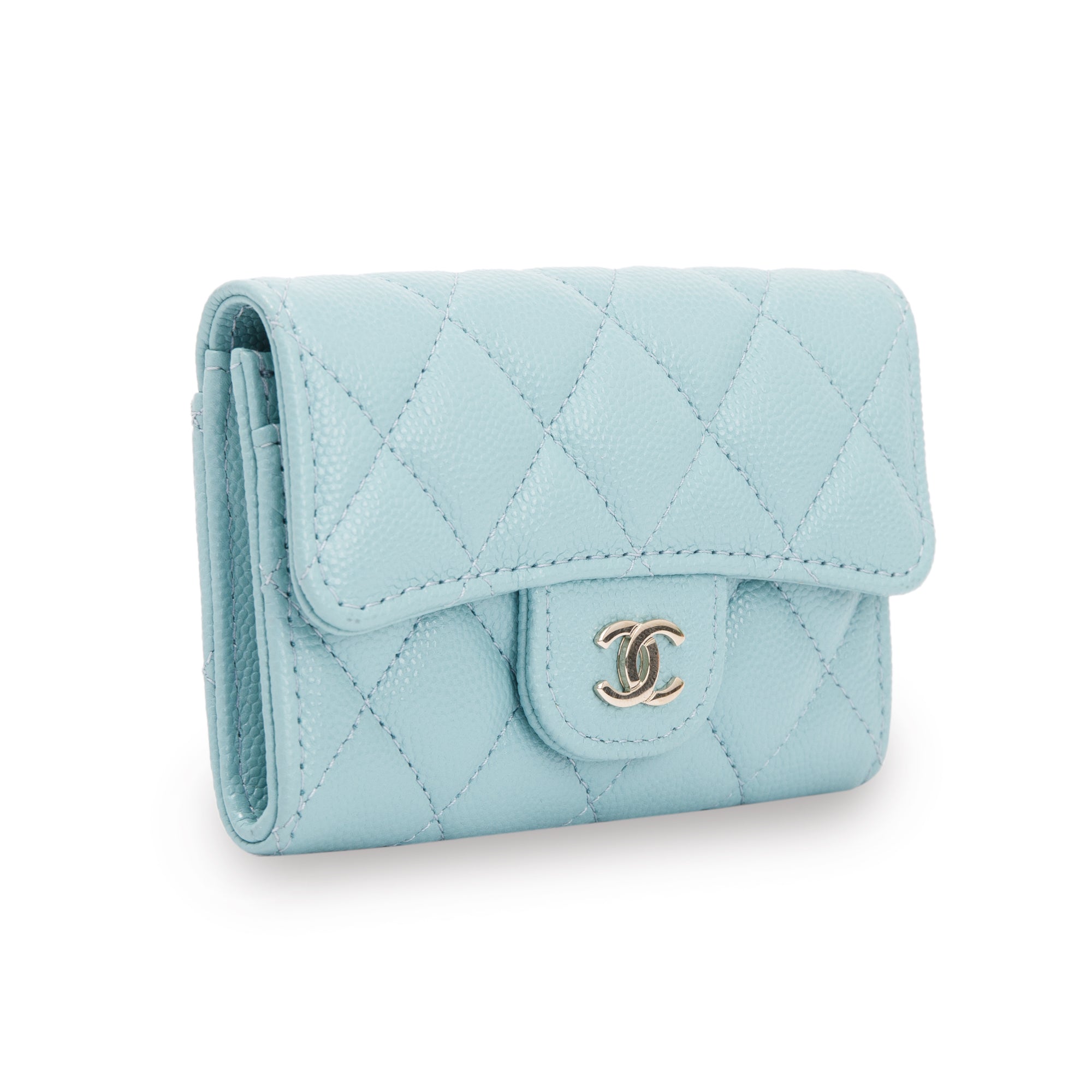 Chanel Blue Caviar Classic Flap Card Holder w/ Box