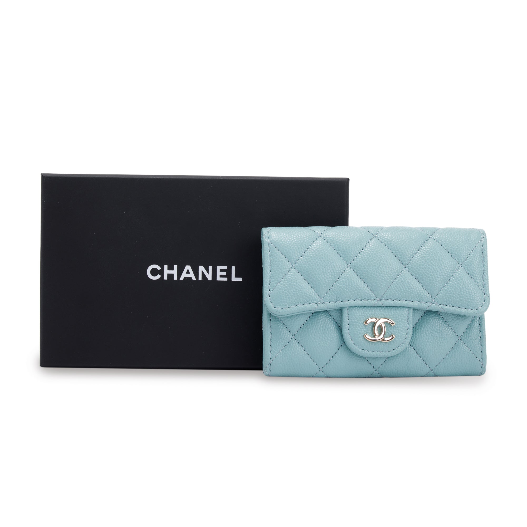 Chanel Blue Caviar Classic Flap Card Holder w/ Box