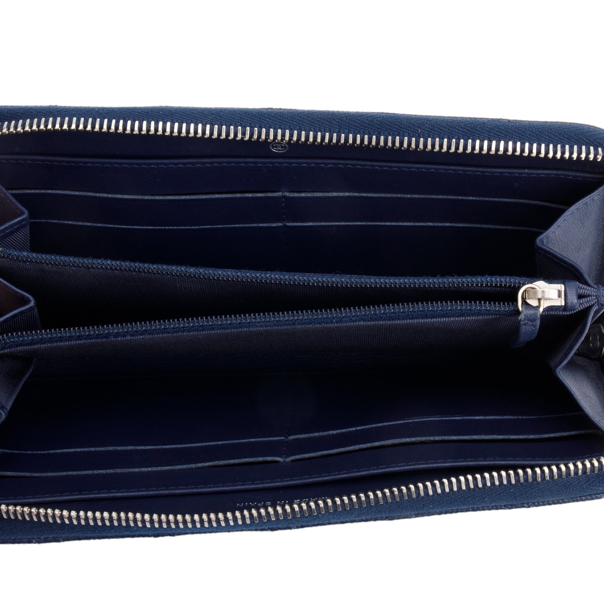 Chanel Blue Caviar Classic Large Gusset Zip Around Wallet