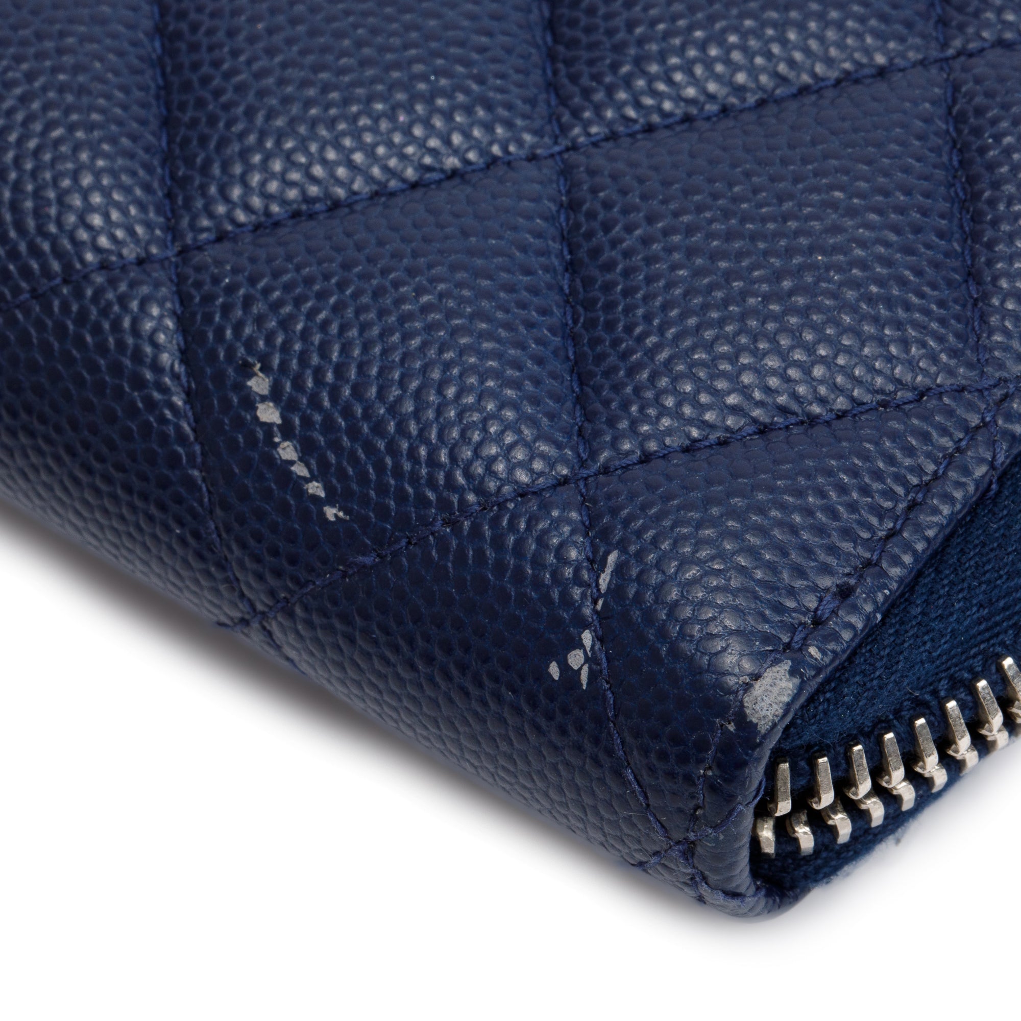 Chanel Blue Caviar Classic Large Gusset Zip Around Wallet