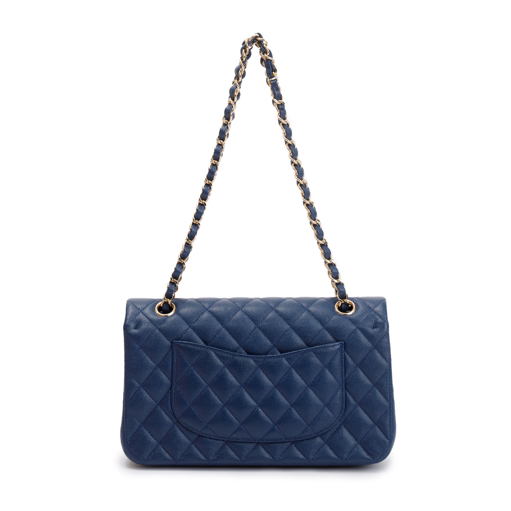 Chanel Blue Caviar Leather Classic Medium Double Flap Bag w/ Box & Receipt