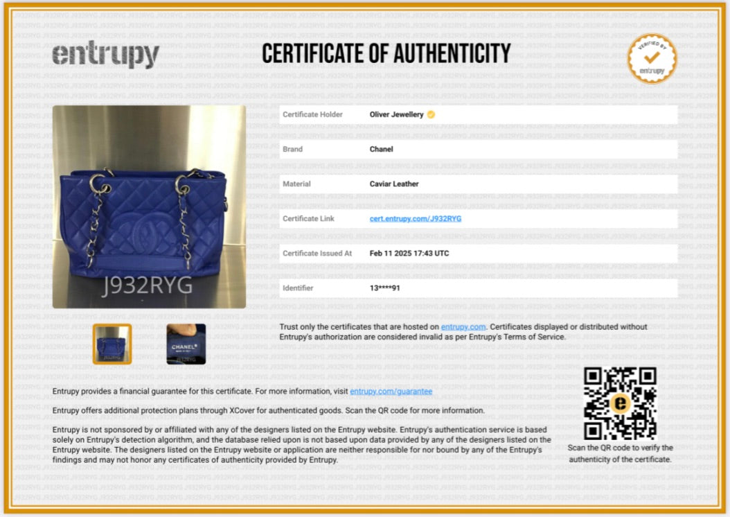 Chanel Blue Caviar Leather Grand Shopping Tote (GST)