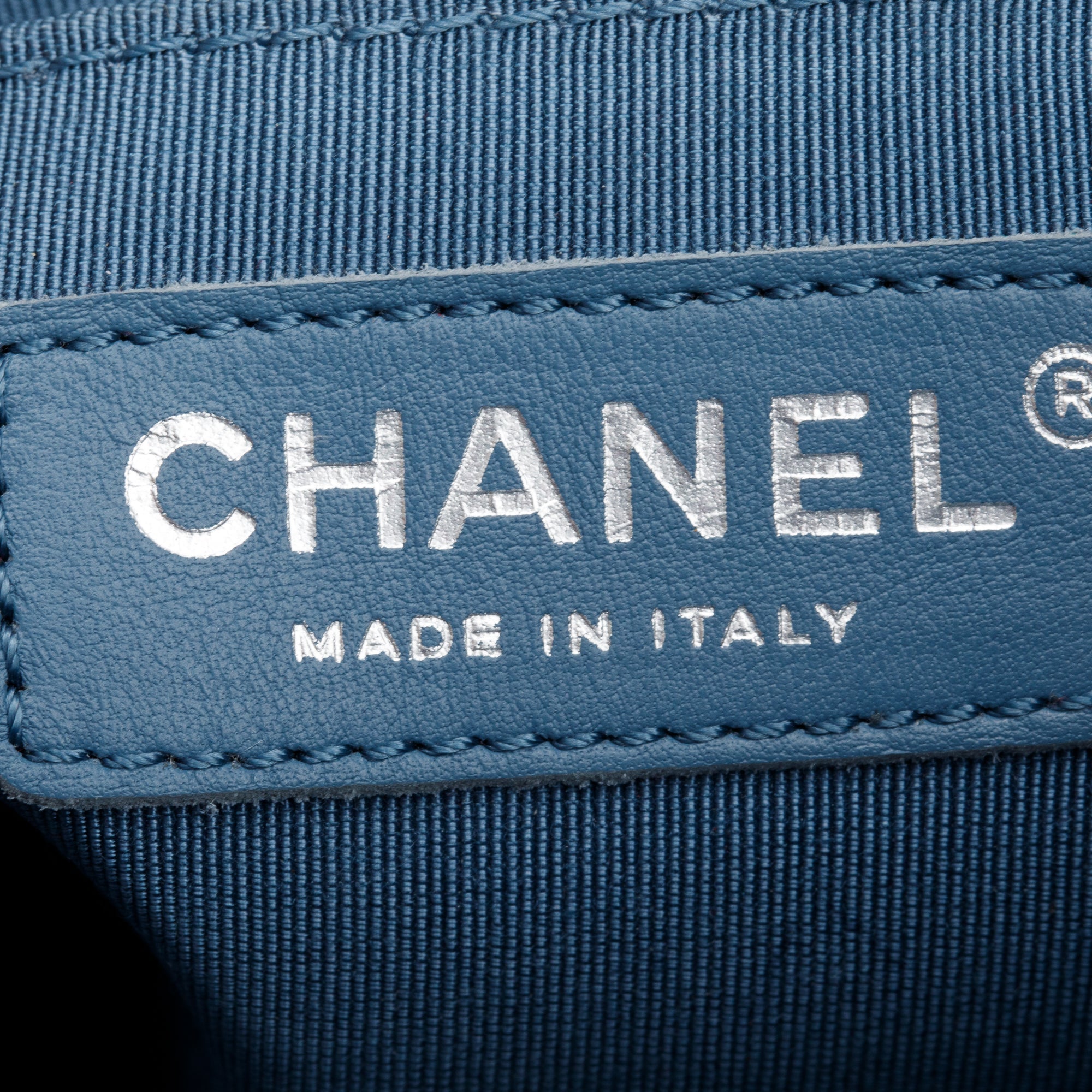 Chanel Blue Chevron Quilted Lambskin Leather Small Urban Spirit Backpack w/ Authenticity Card