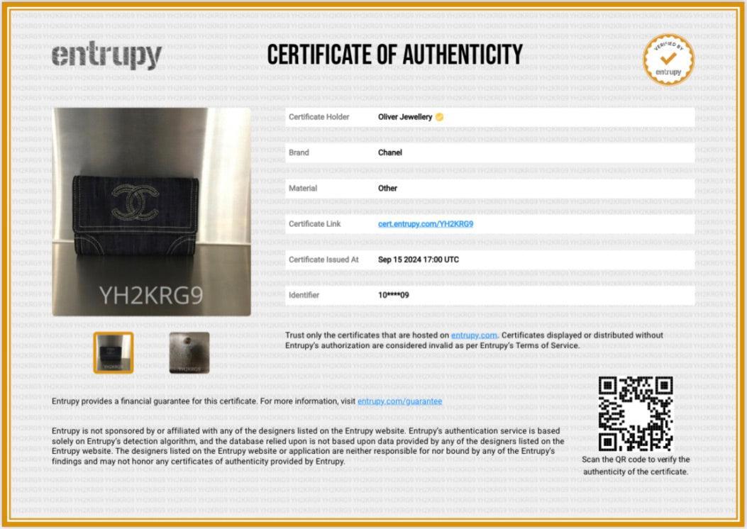 Chanel Blue Denim CC Gusset Flap Wallet w/ Authenticity Card