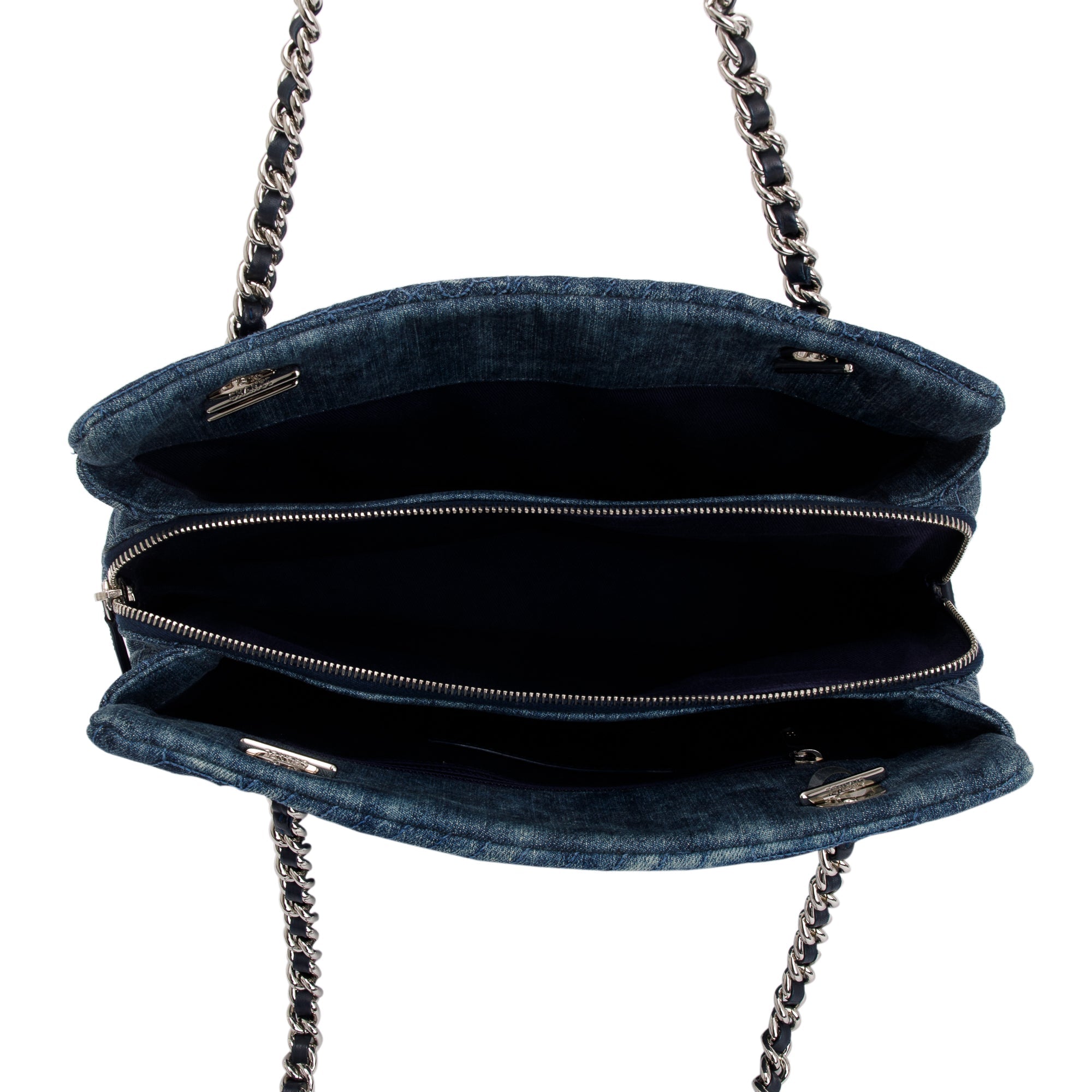 Chanel Blue Denim Camellia Tote Bag w/ Authenticity Card