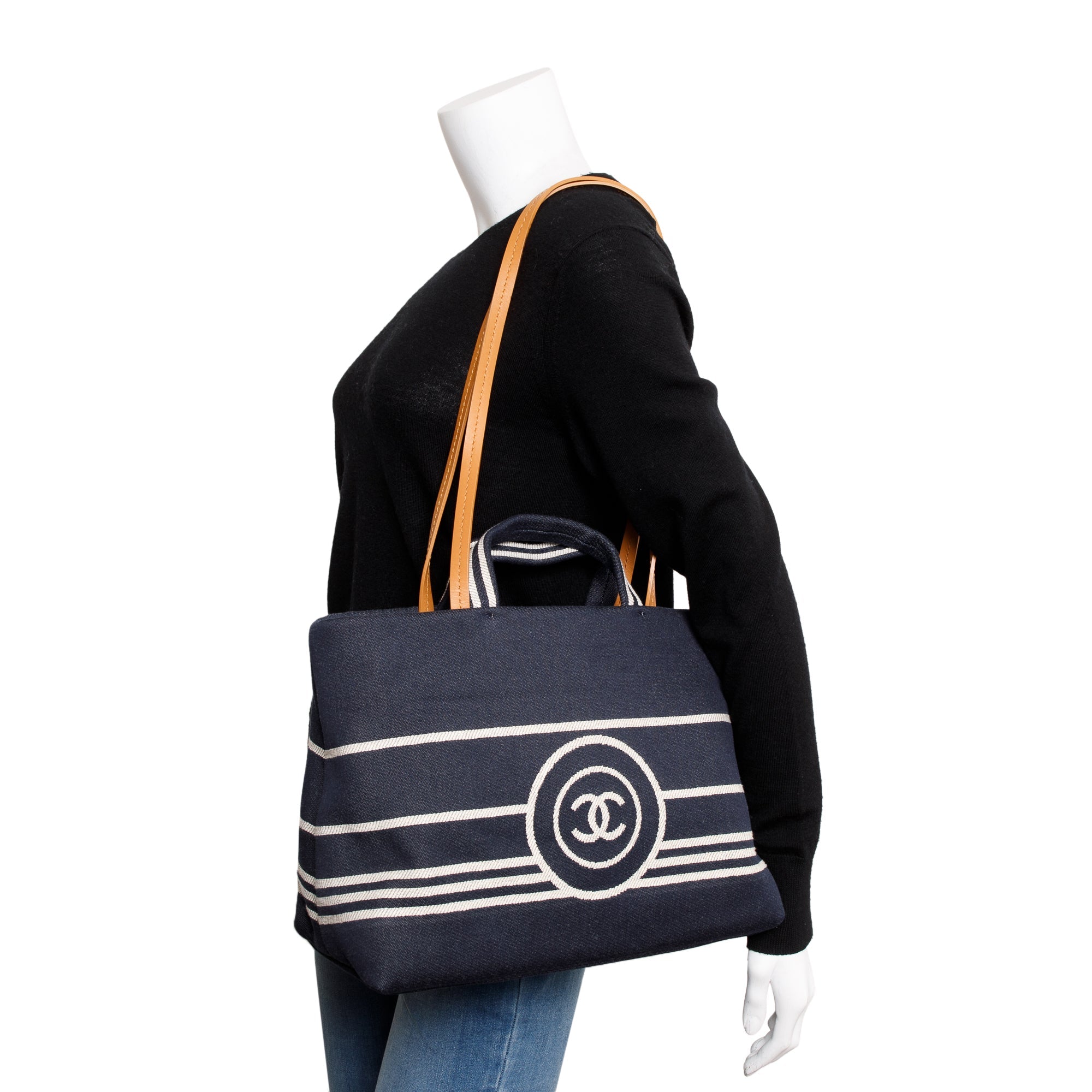 Chanel Blue Denim Medium CC Shopping Tote