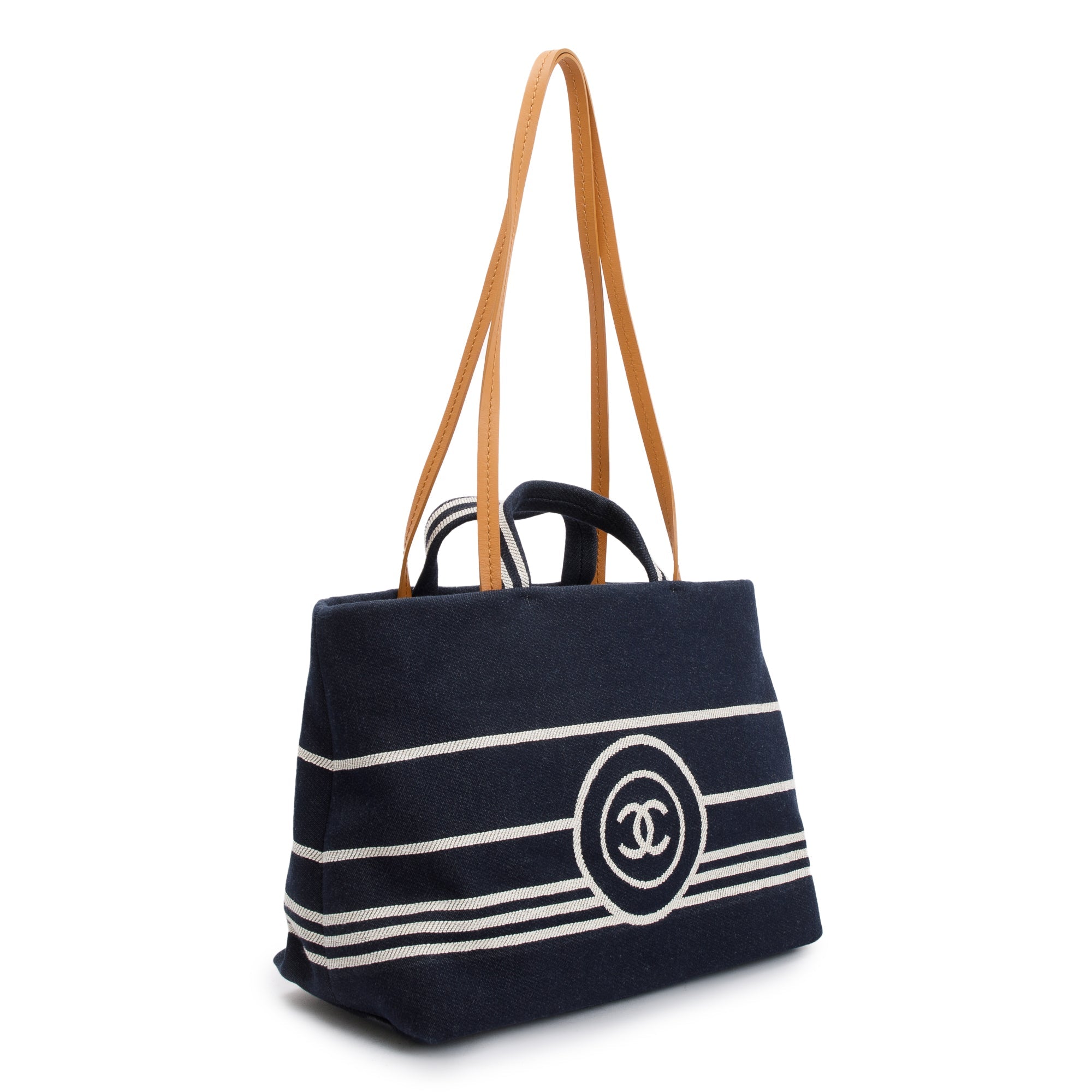 Chanel Blue Denim Medium CC Shopping Tote