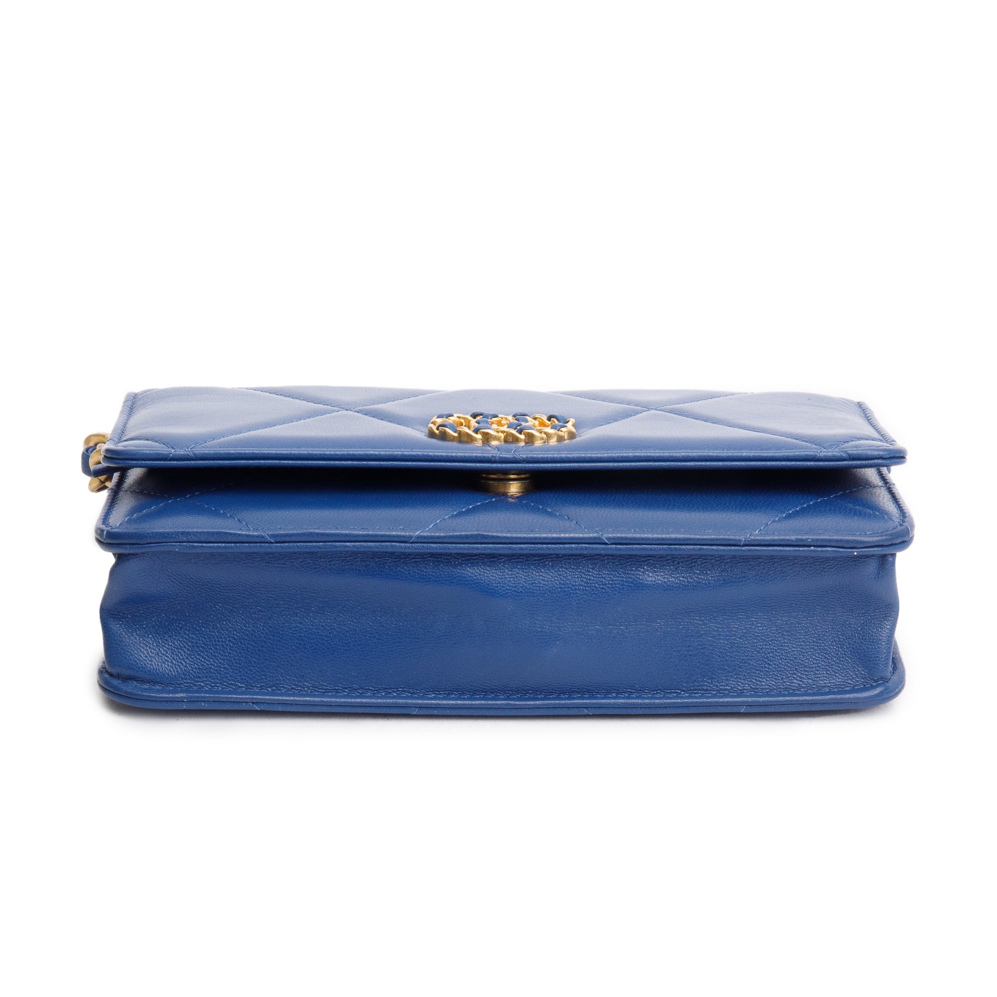 Chanel Blue Lambskin Leather 19 Wallet On Chain w/ Box & Authenticity Card