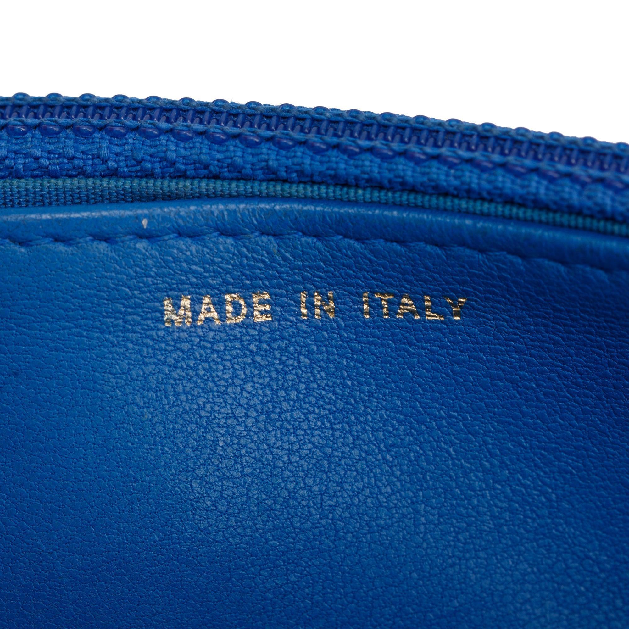 Chanel Blue Lambskin Leather Boy Wallet on Chain