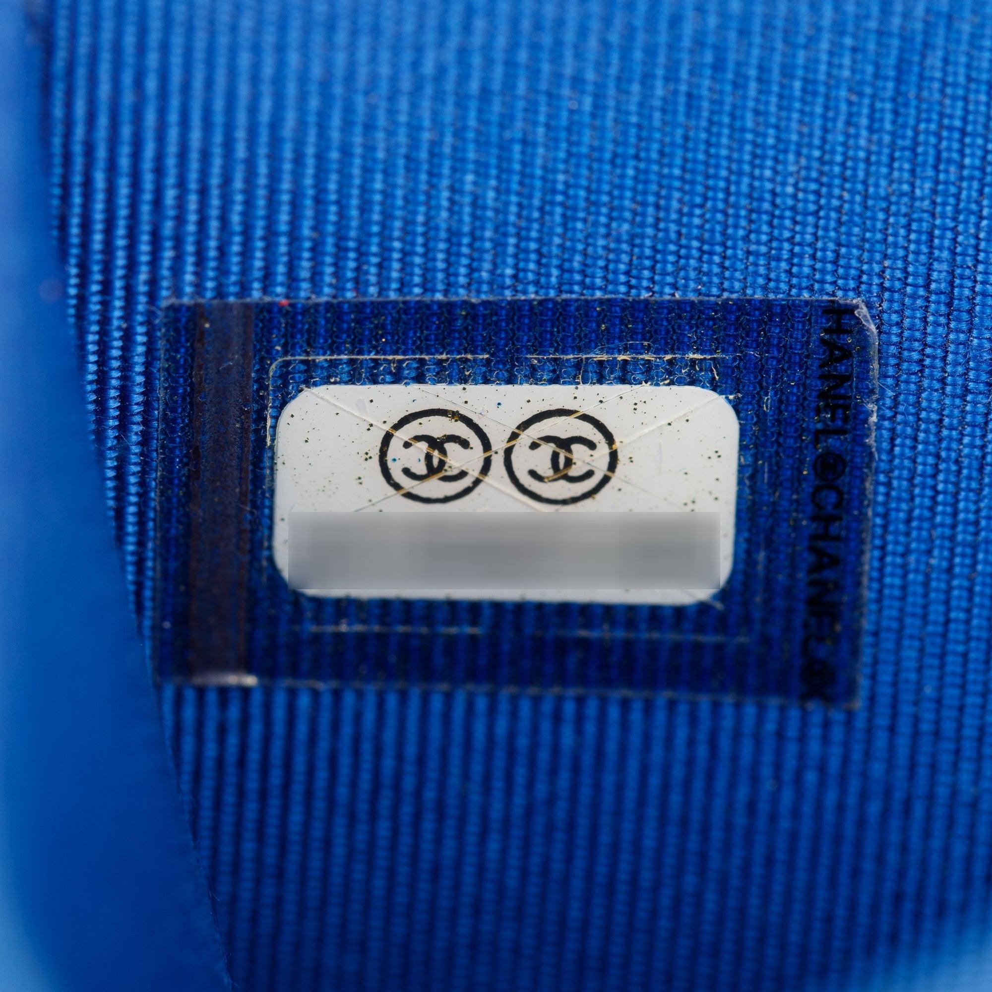 Chanel Blue Lambskin Leather Classic Flap Card Holder w/ Box, Authenticity Card & Receipt