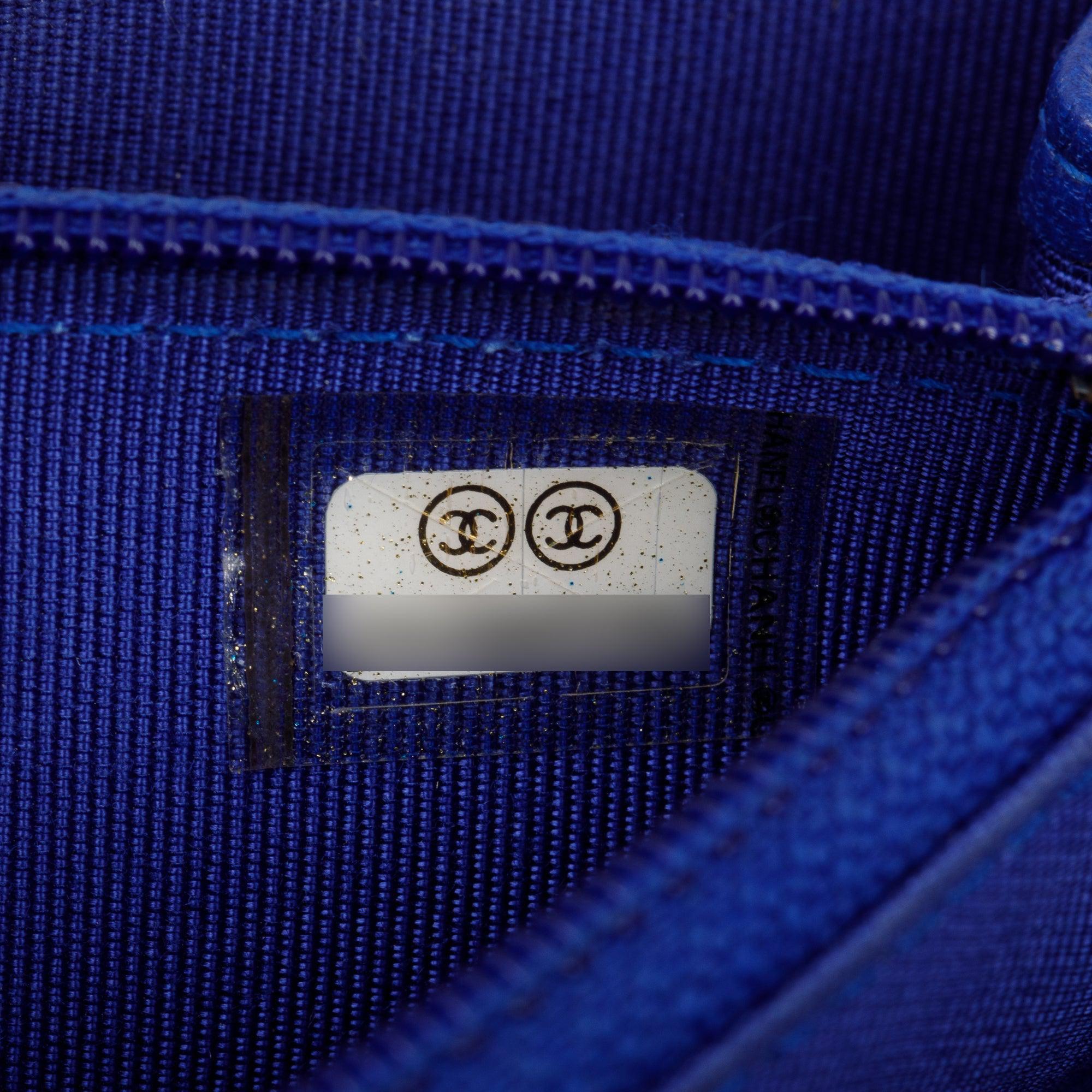 Chanel Blue Lambskin Quilted Square Wallet on Chain w/ Box & Authenticity Card