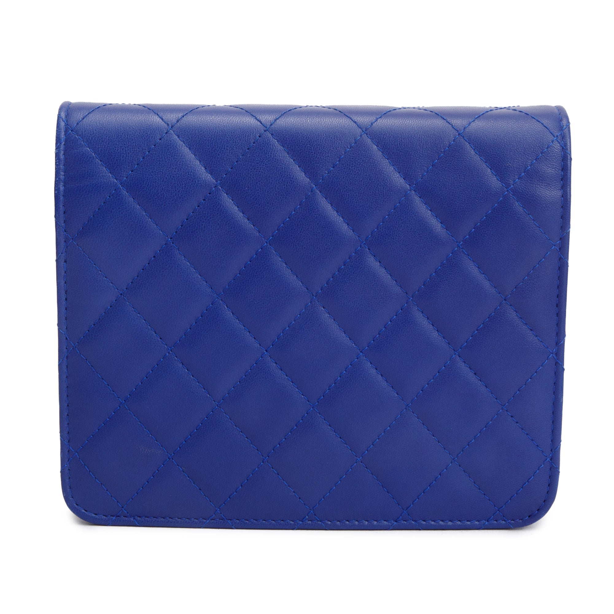 Chanel Blue Lambskin Quilted Square Wallet on Chain w/ Box & Authenticity Card