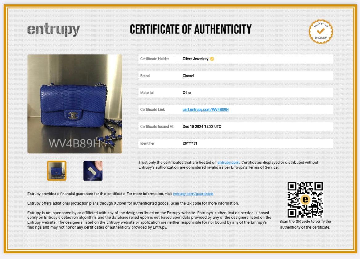 Chanel Blue Python Classic Mini Rectangular Flap Bag w/ Box & Authenticity Card