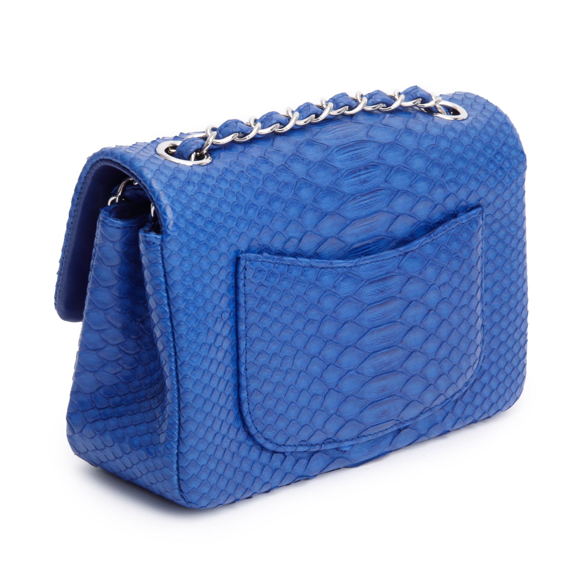 Chanel Blue Python Classic Mini Rectangular Flap Bag w/ Box & Authenticity Card
