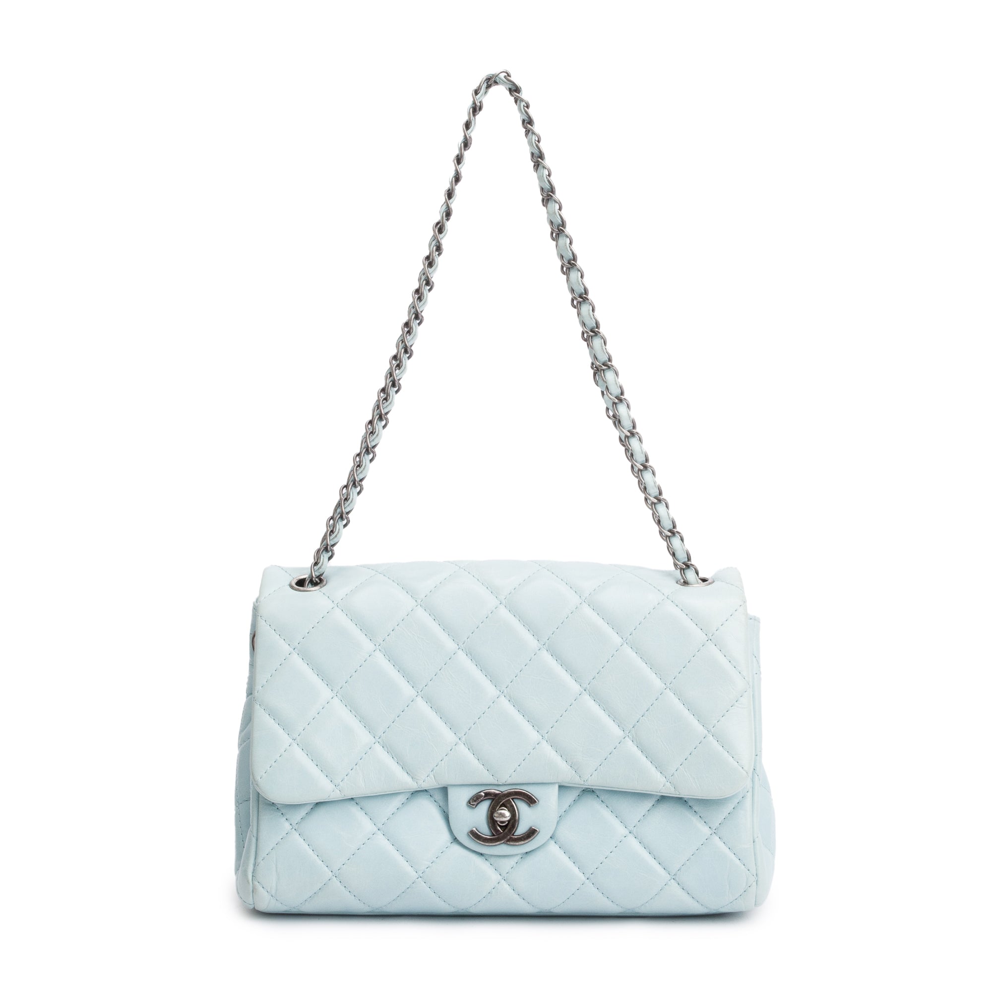 Chanel Blue Quilted Calfskin Leather Coco Soft Single Flap Bag w/ Receipt & Authenticity Card