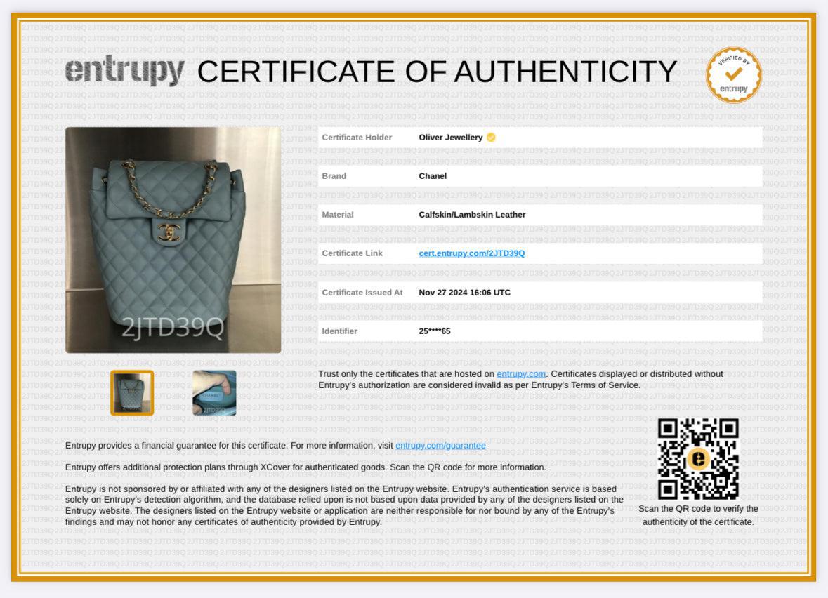 Chanel Blue Quilted Calfskin Leather Small Urban Spirit Backpack w/ Box & Authenticity Card