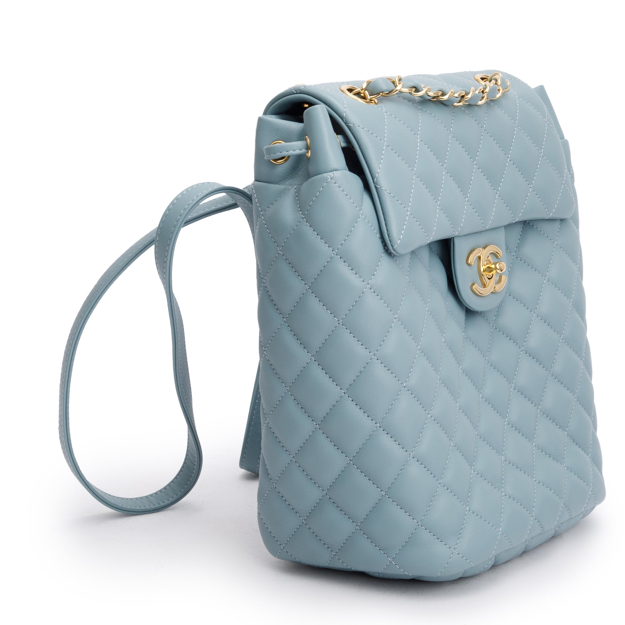 Chanel Blue Quilted Calfskin Leather Small Urban Spirit Backpack w/ Box & Authenticity Card