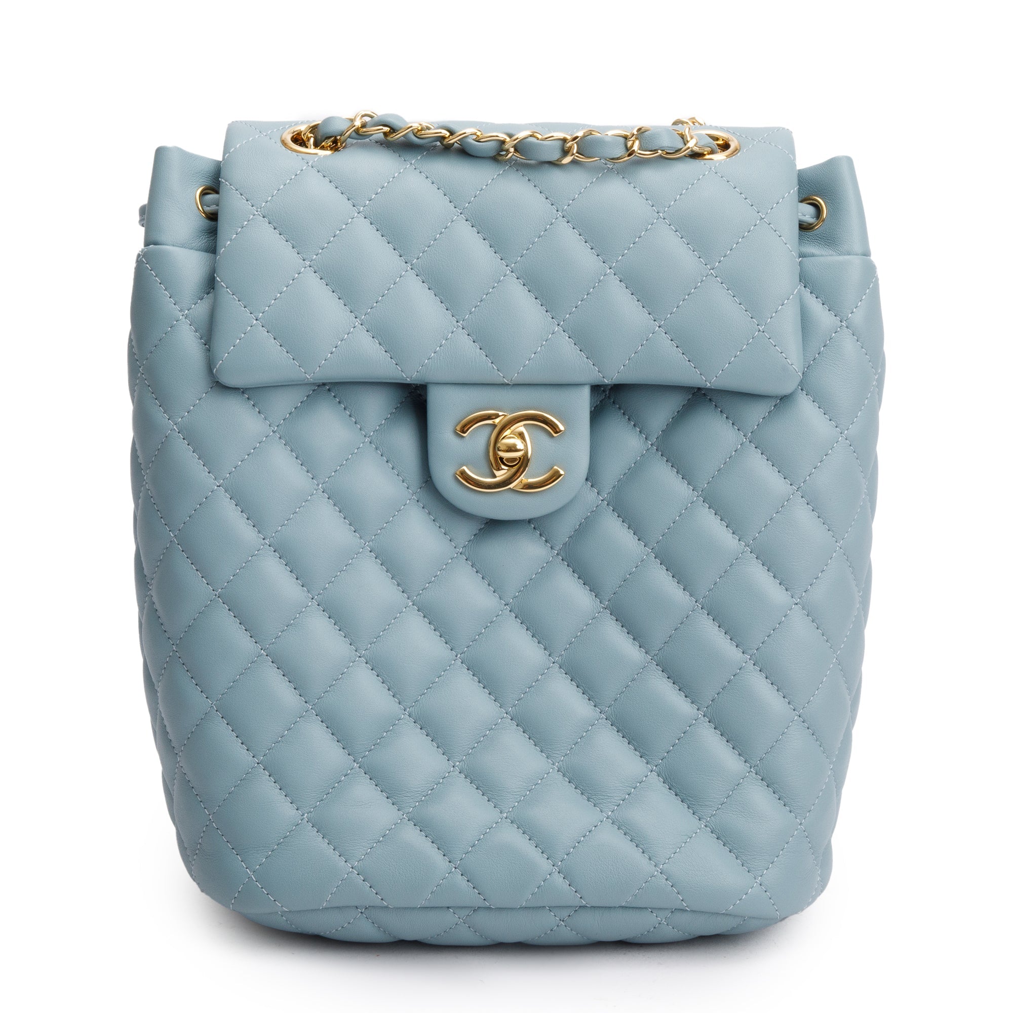 Chanel Blue Quilted Calfskin Leather Small Urban Spirit Backpack w/ Box & Authenticity Card