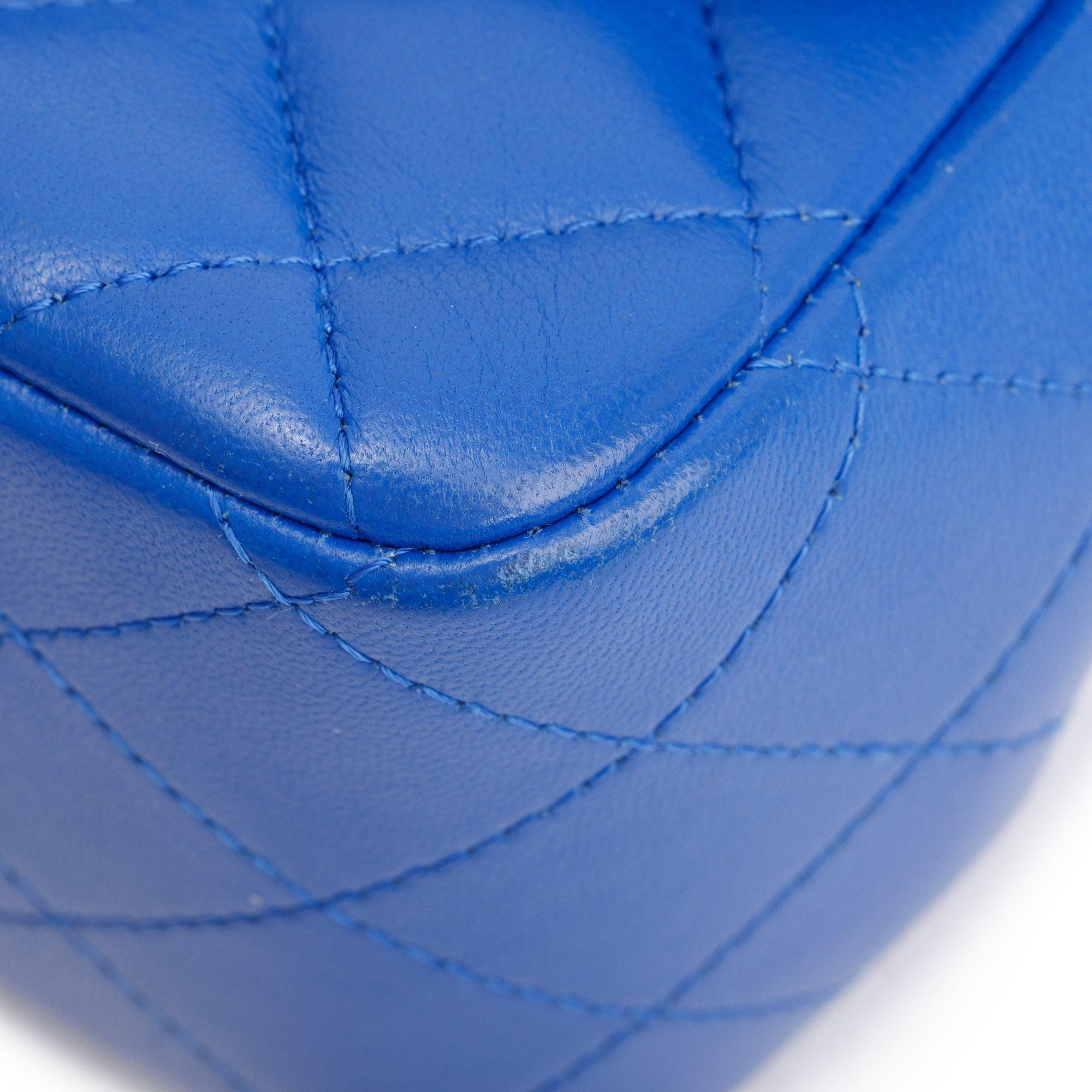 Chanel Blue Quilted Lambskin Leather Classic Square Mini Flap Bag w/ Box, Authenticity Card