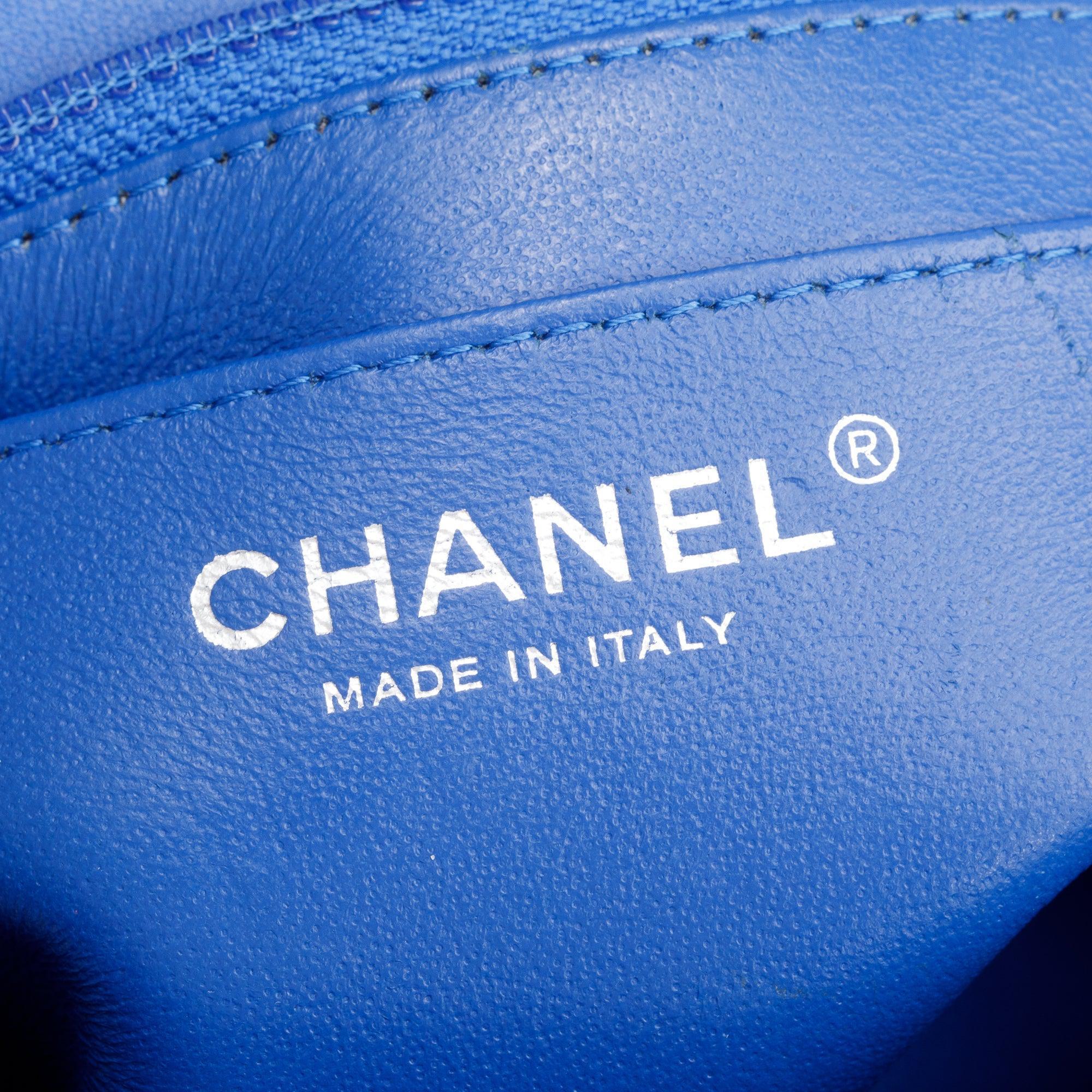 Chanel Blue Quilted Lambskin Leather Classic Square Mini Flap Bag w/ Box, Authenticity Card