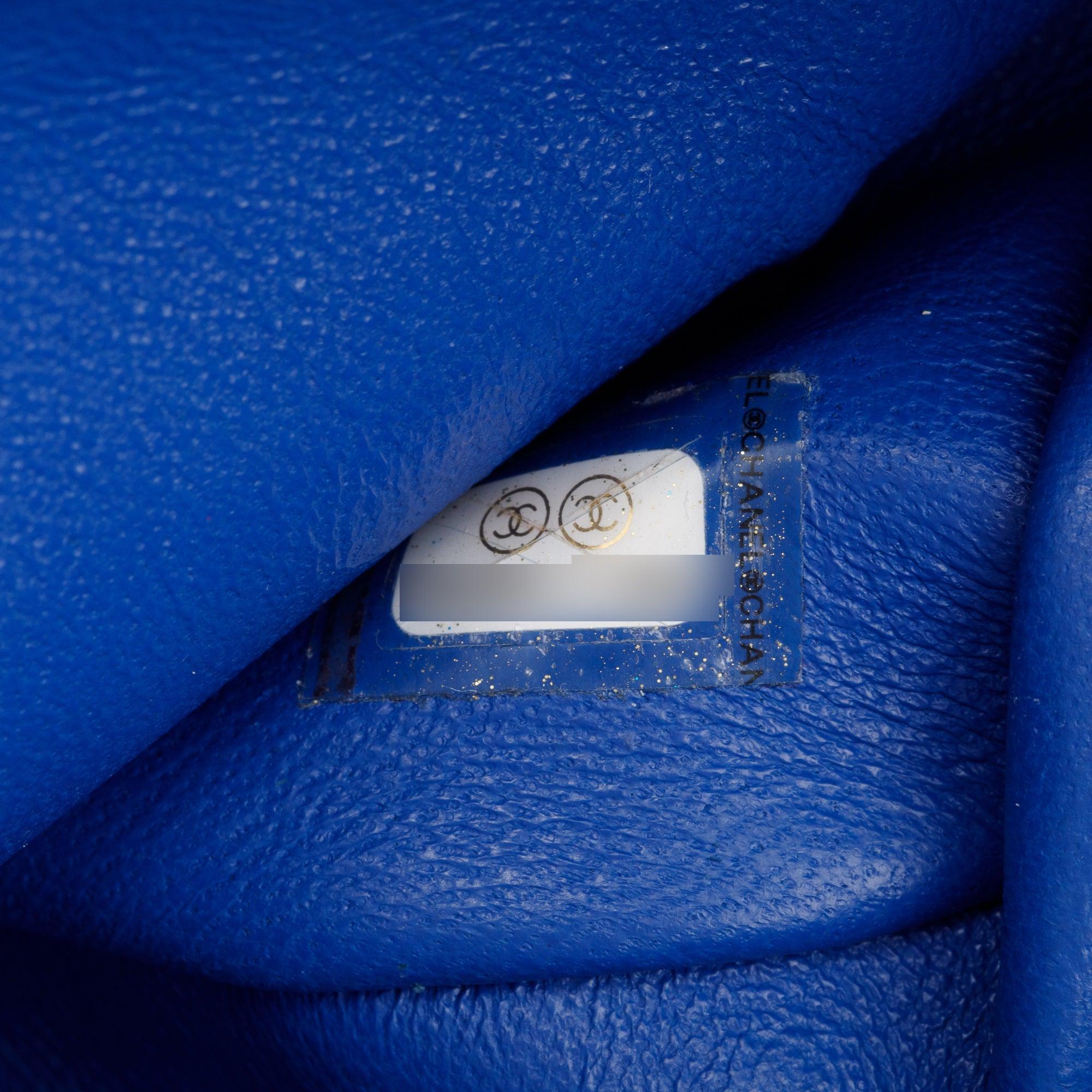 Chanel Blue Quilted Lambskin Leather Classic Square Mini Flap Bag w/ Box, Authenticity Card