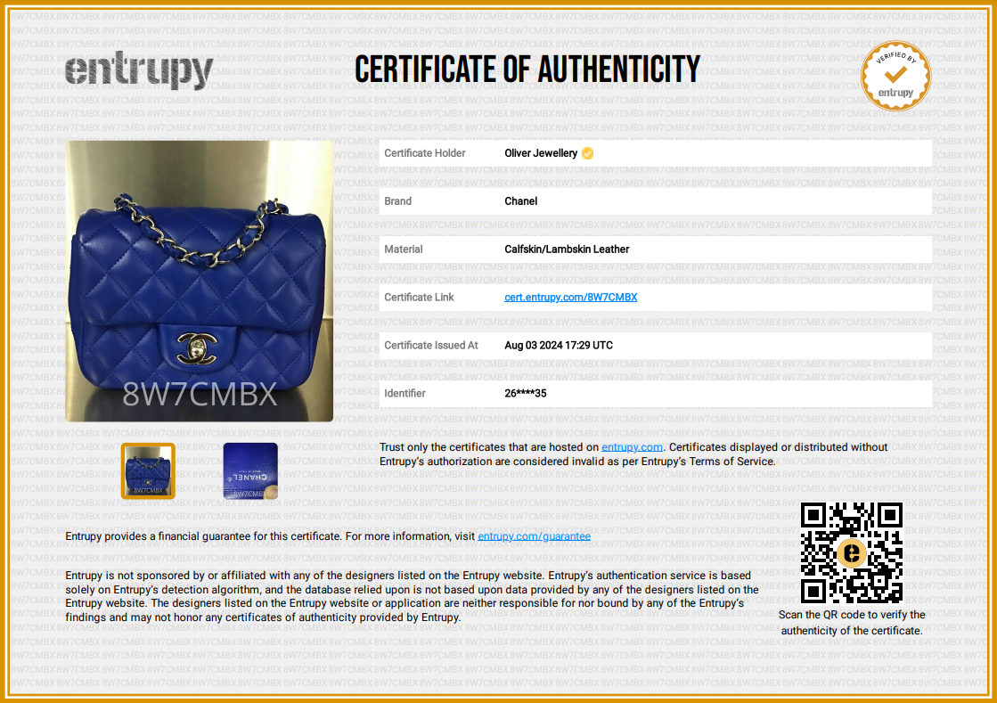 Chanel Blue Quilted Lambskin Leather Classic Square Mini Flap Bag w/ Box, Authenticity Card