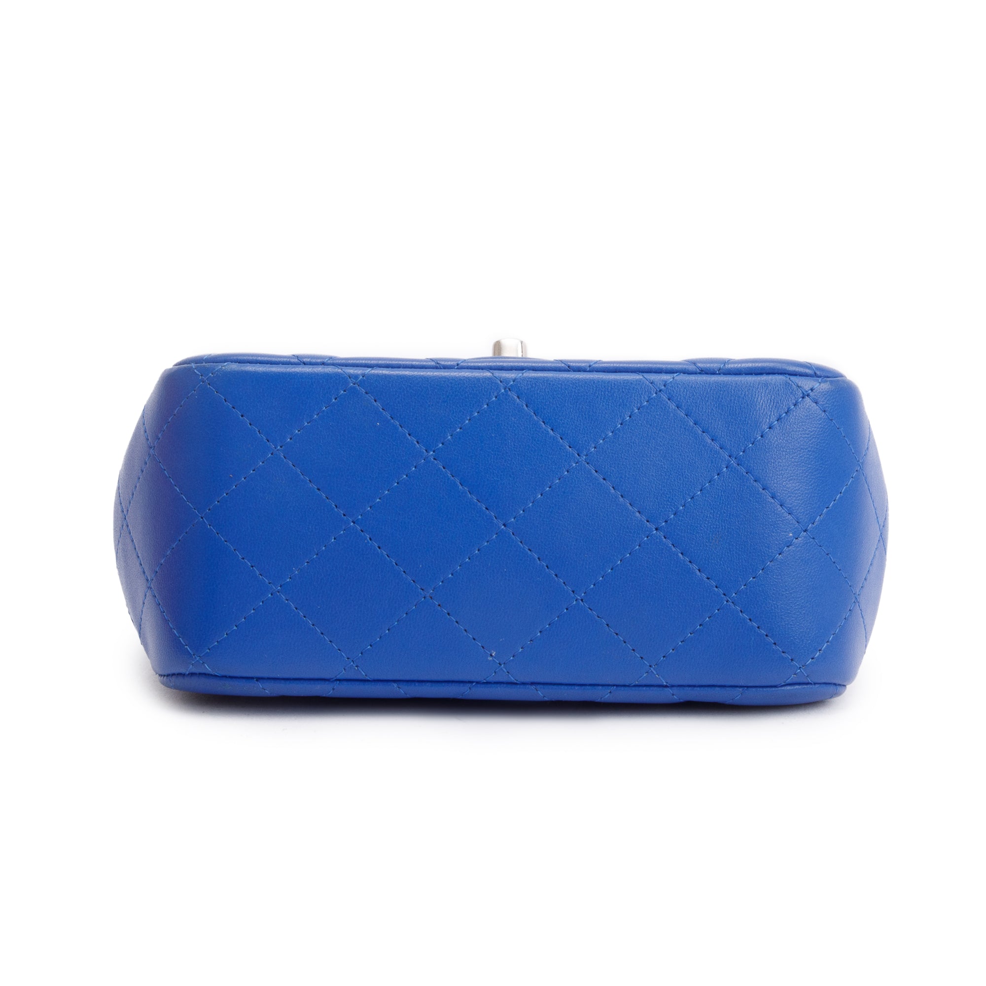 Chanel Blue Quilted Lambskin Leather Classic Square Mini Flap Bag w/ Box, Authenticity Card