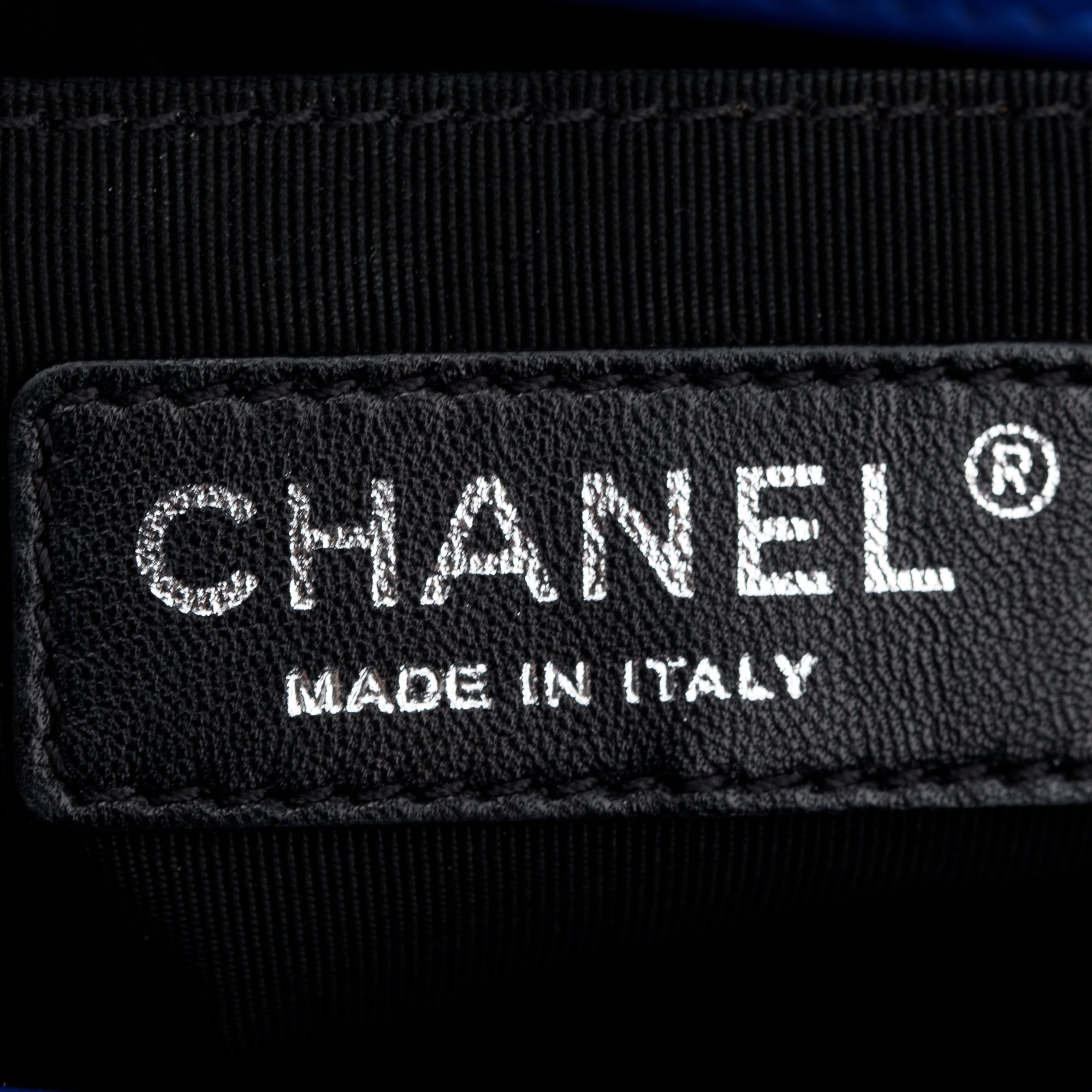 Chanel Blue Quilted Patent Leather Plexiglass Boy Convertible Bag w/ Authenticity Card