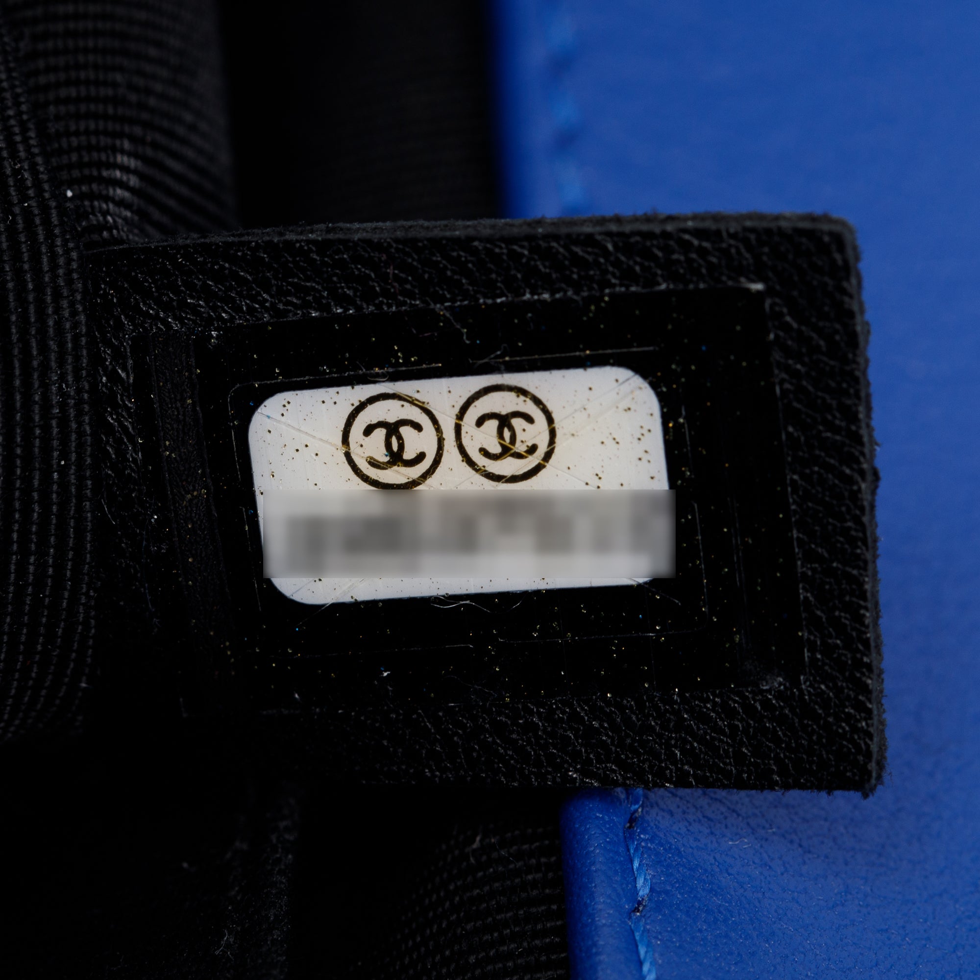 Chanel Blue Quilted Patent Leather Plexiglass Boy Convertible Bag w/ Authenticity Card