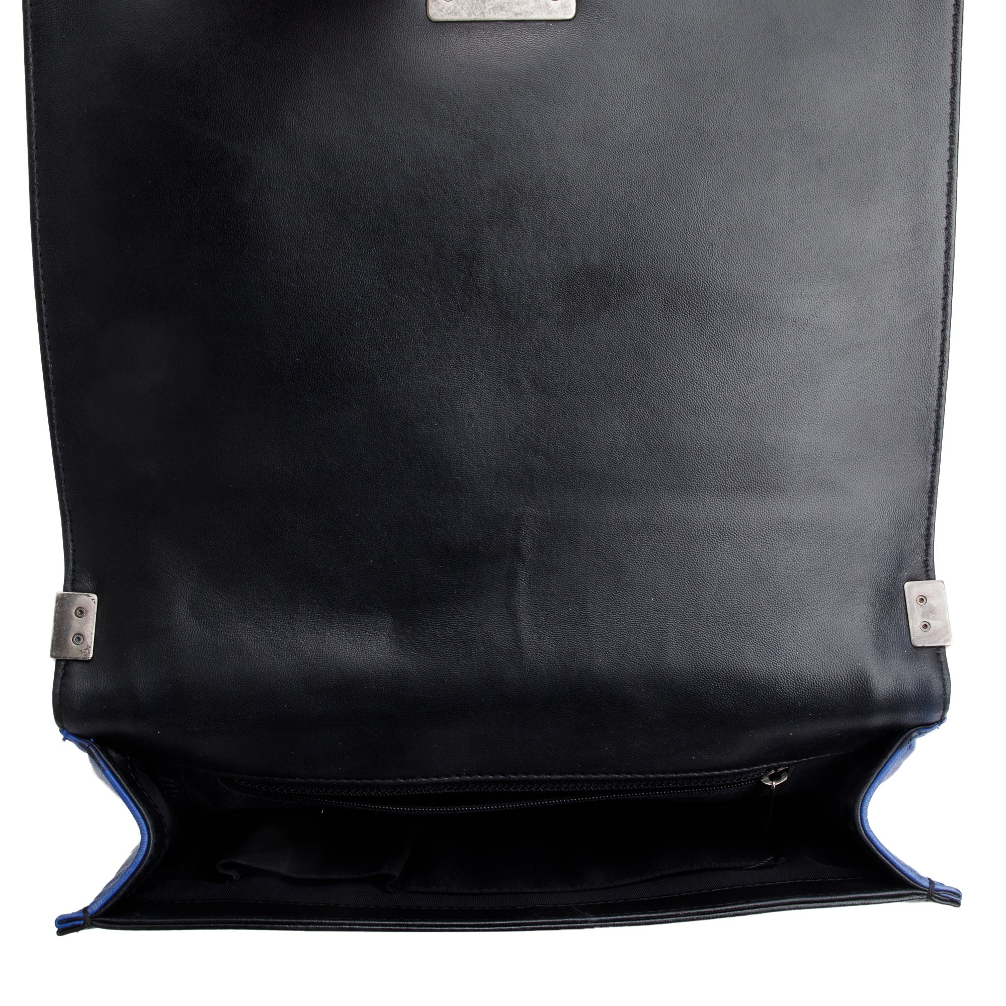 Chanel Blue/Black Quilted Lambskin Leather XL Boy Bag