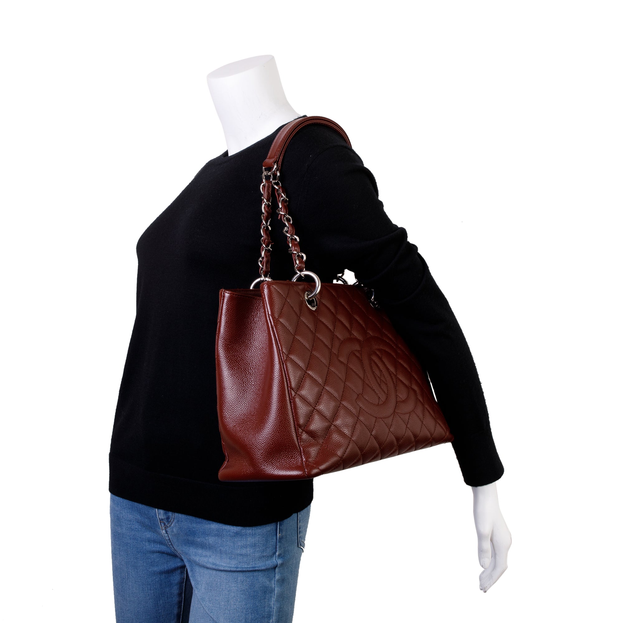 Chanel Burgundy Caviar Leather Grand Shopping Tote (GST)