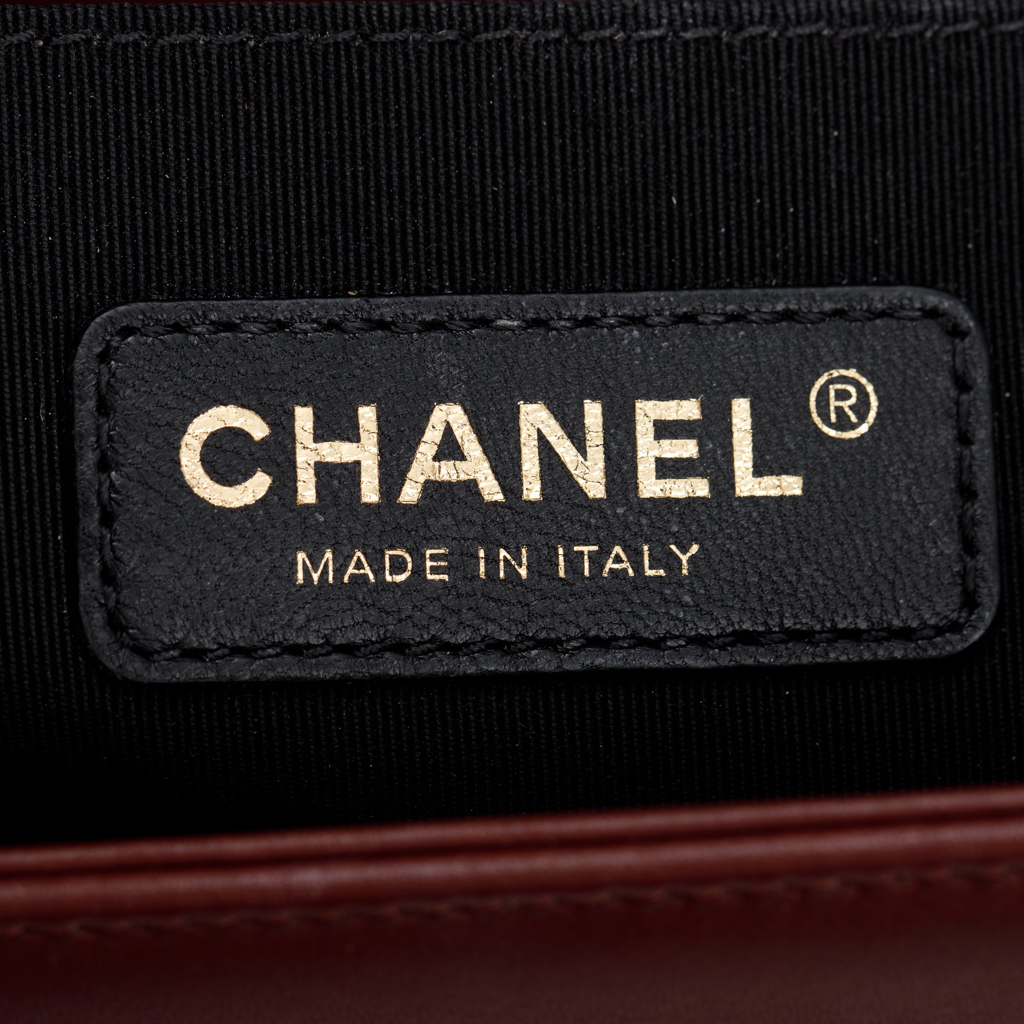 Chanel Burgundy Chevron Leather Medium Mix Boy Bag w/ Box, Receipt & Authenticity Card