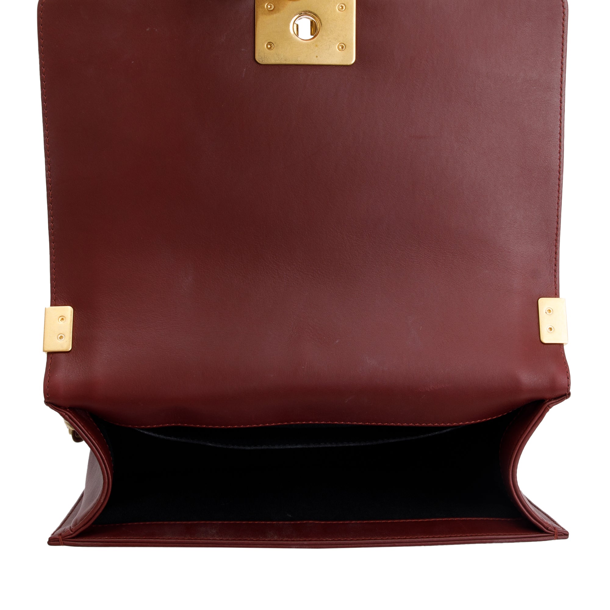 Chanel Burgundy Chevron Leather Medium Mix Boy Bag w/ Box, Receipt & Authenticity Card