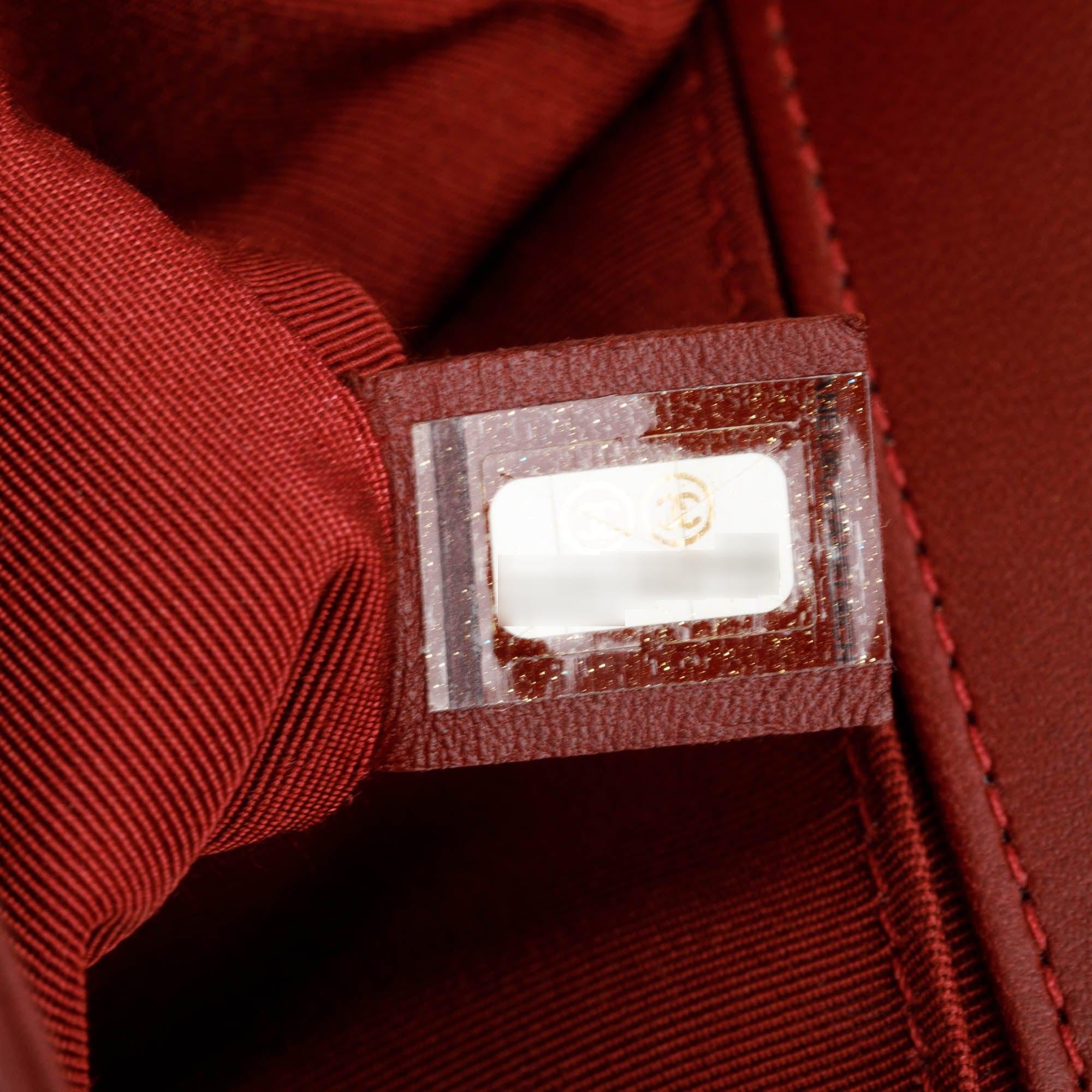Chanel Burgundy Quilted Lambskin Medium Boy Bag w/ Box & Authenticity Card
