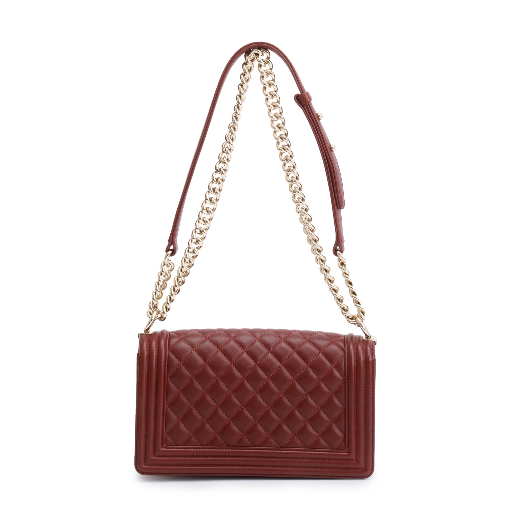 Chanel Burgundy Quilted Lambskin Medium Boy Bag w/ Box & Authenticity Card