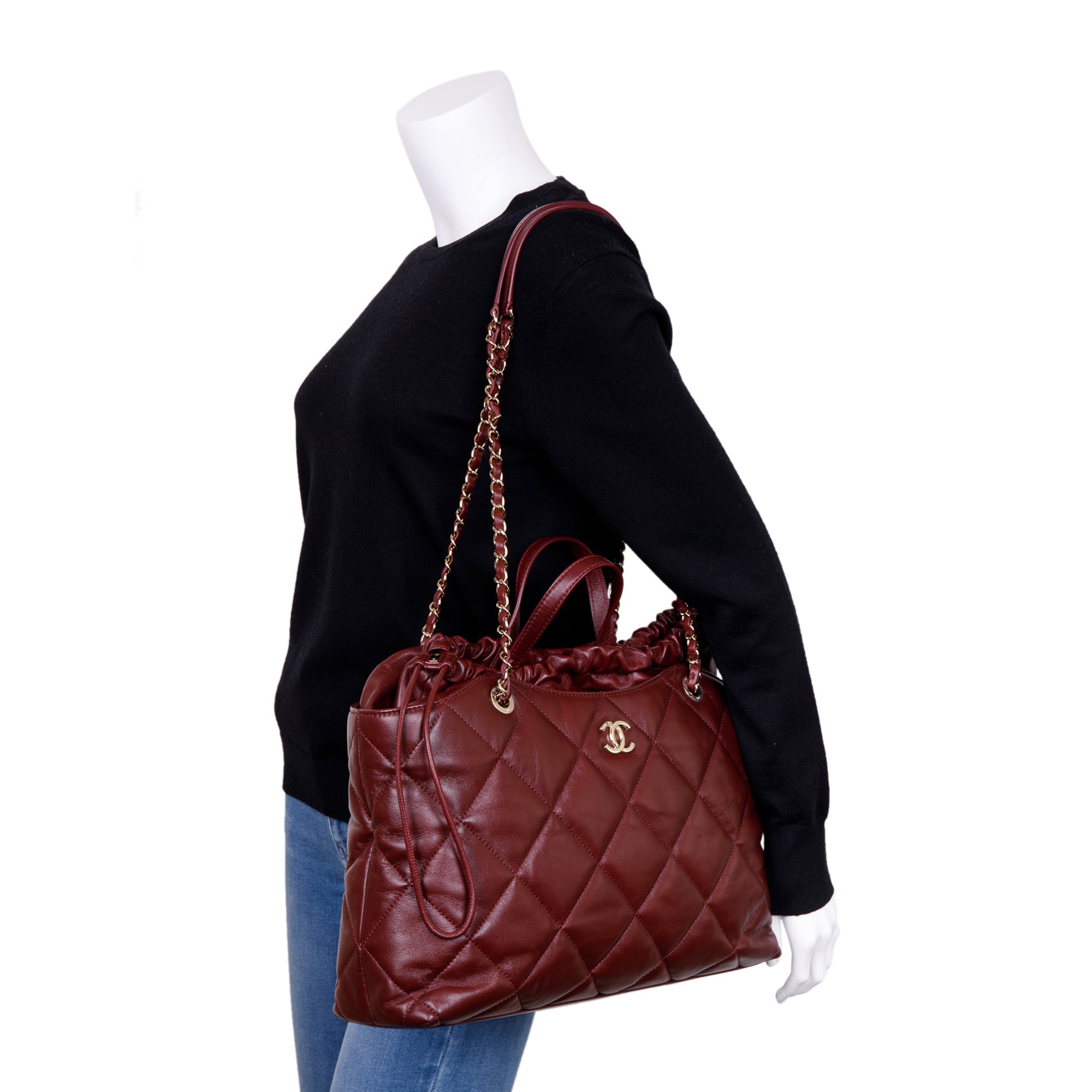 Chanel CC Drawstring Shopping Tote w/ Box, Receipt & Authenticity Card