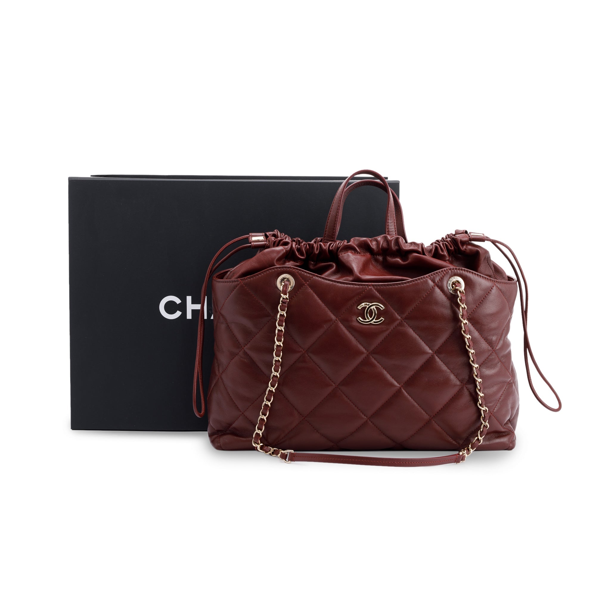 Chanel CC Drawstring Shopping Tote w/ Box, Receipt & Authenticity Card