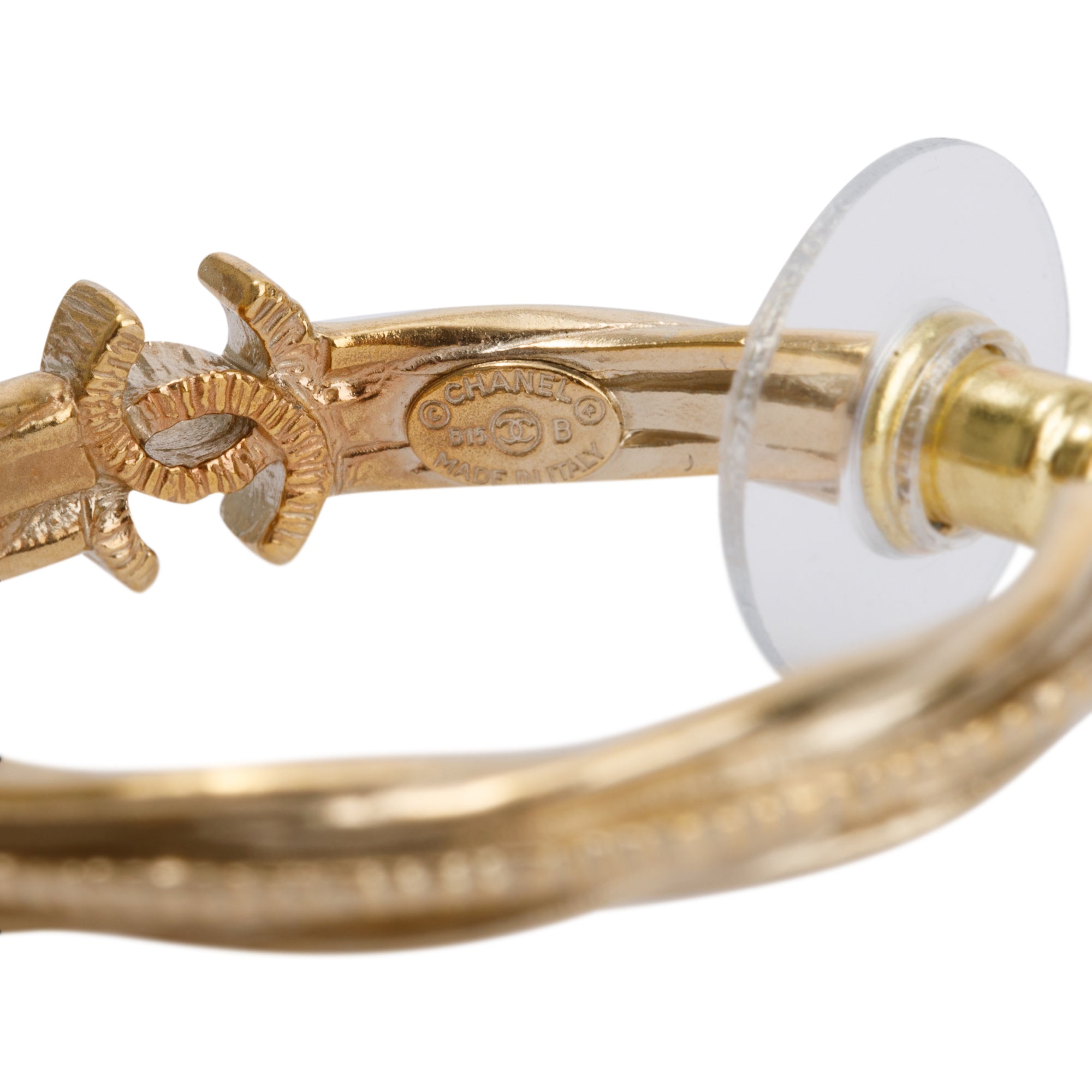 Chanel CC Textured Hoop Earrings w/ Box