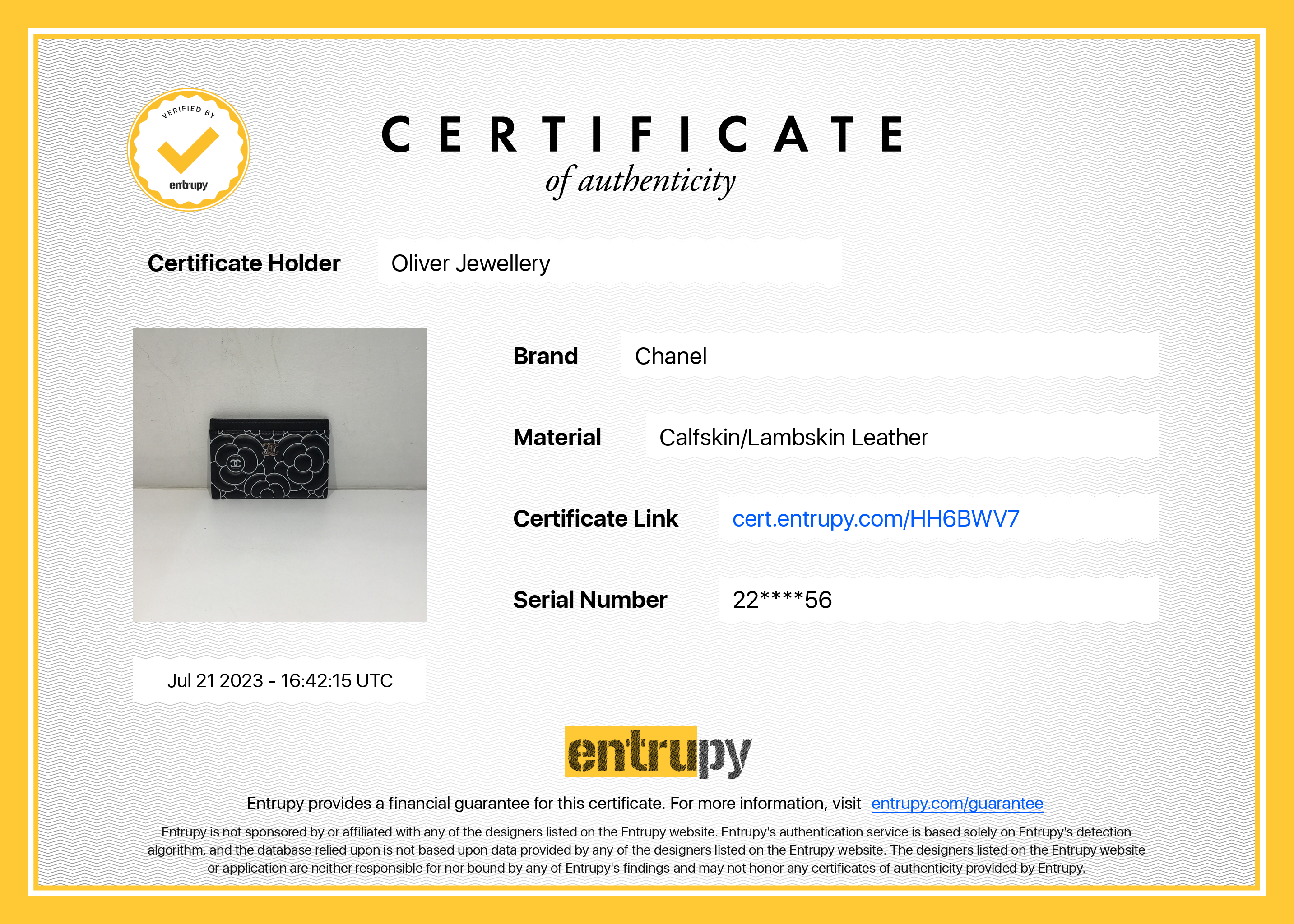 Chanel Camellia Embossed Lambskin Card Holder w/ Box