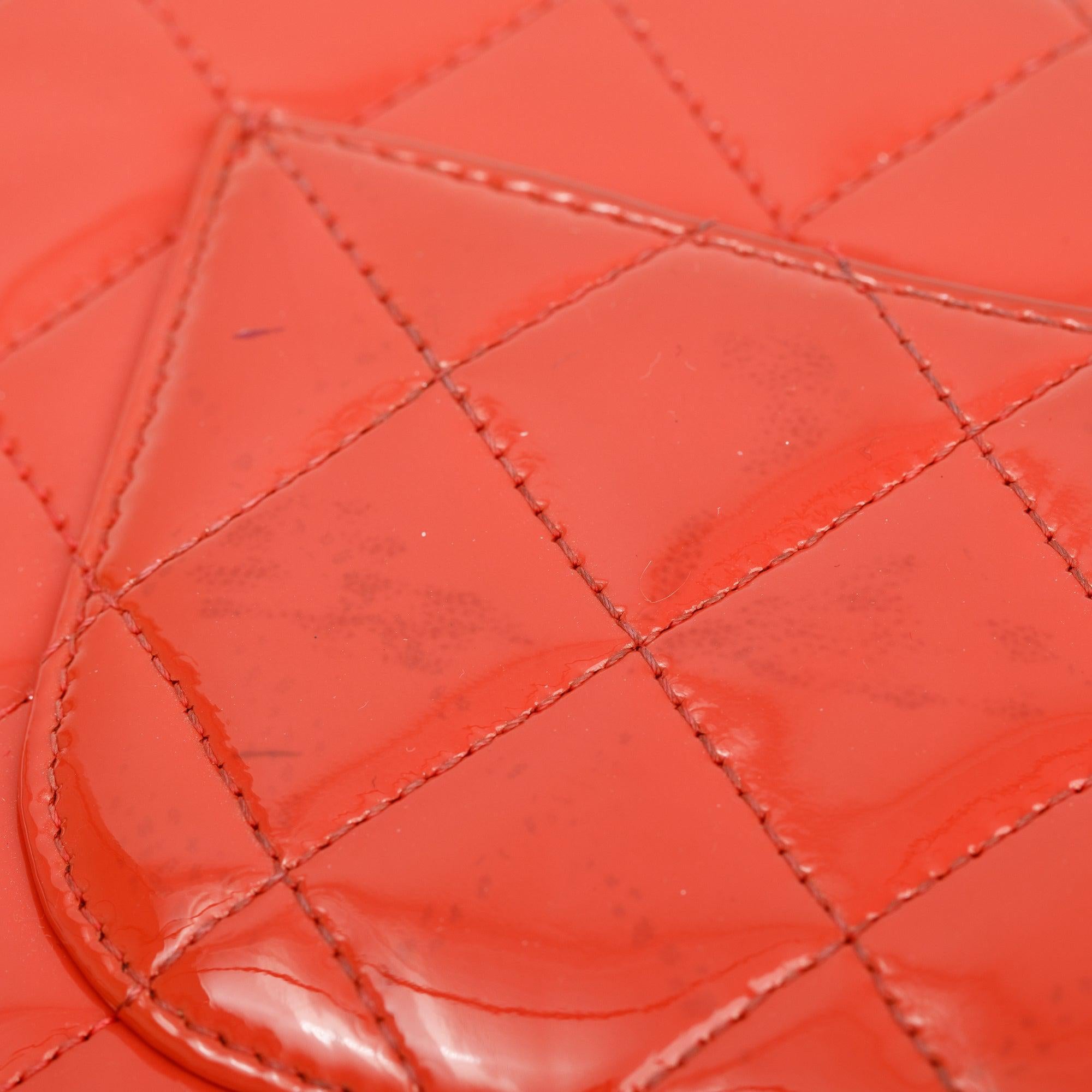 Chanel Coral Patent Leather Classic Wallet on Chain
