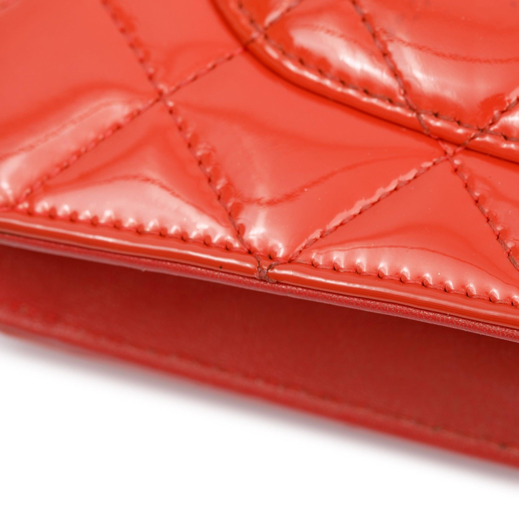 Chanel Coral Patent Leather Classic Wallet on Chain