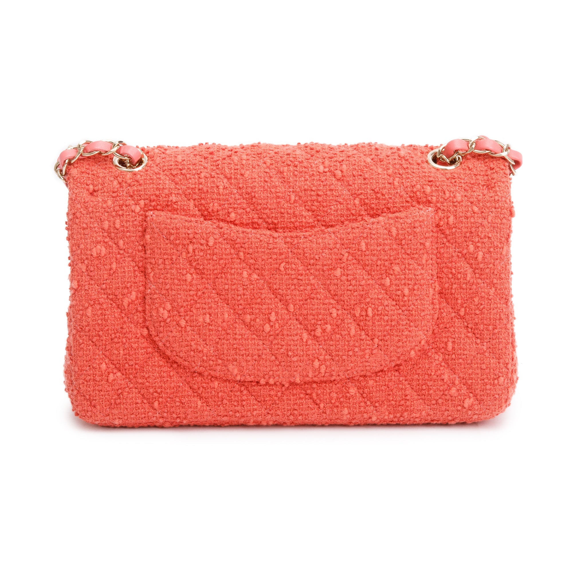 Chanel Coral Tweed Classic Medium Double Flap Bag